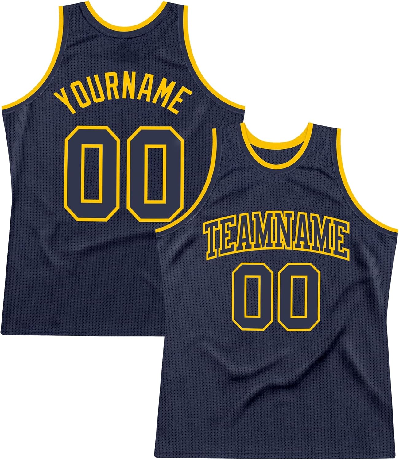 Custom Name Team Name Number Navy Navy-Gold Authentic Throwback Basketball Jersey, Personalized Uniform Basketball Shirt - Image 7