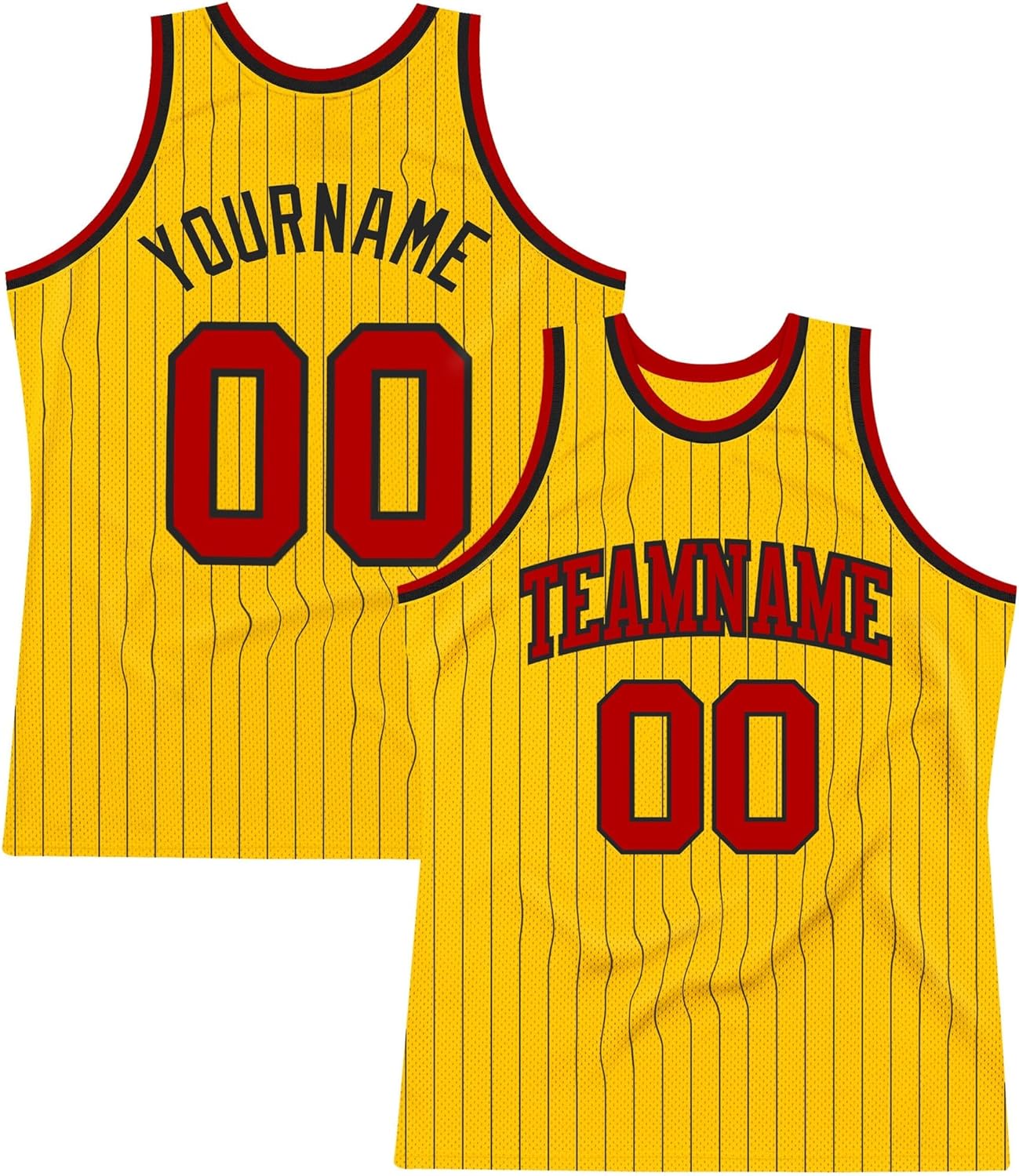 Custom Name Team Name Number Gray Black Pinstripe Black-Old Gold Authentic Basketball Jersey, Personalized Basketball Jersey - Image 32