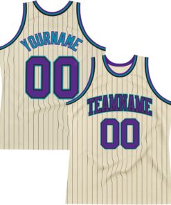 Custom Name Team Name Number Orange Black Pinstripe Green Authentic Basketball Jersey, Personalized Uniform Basketball Shirt