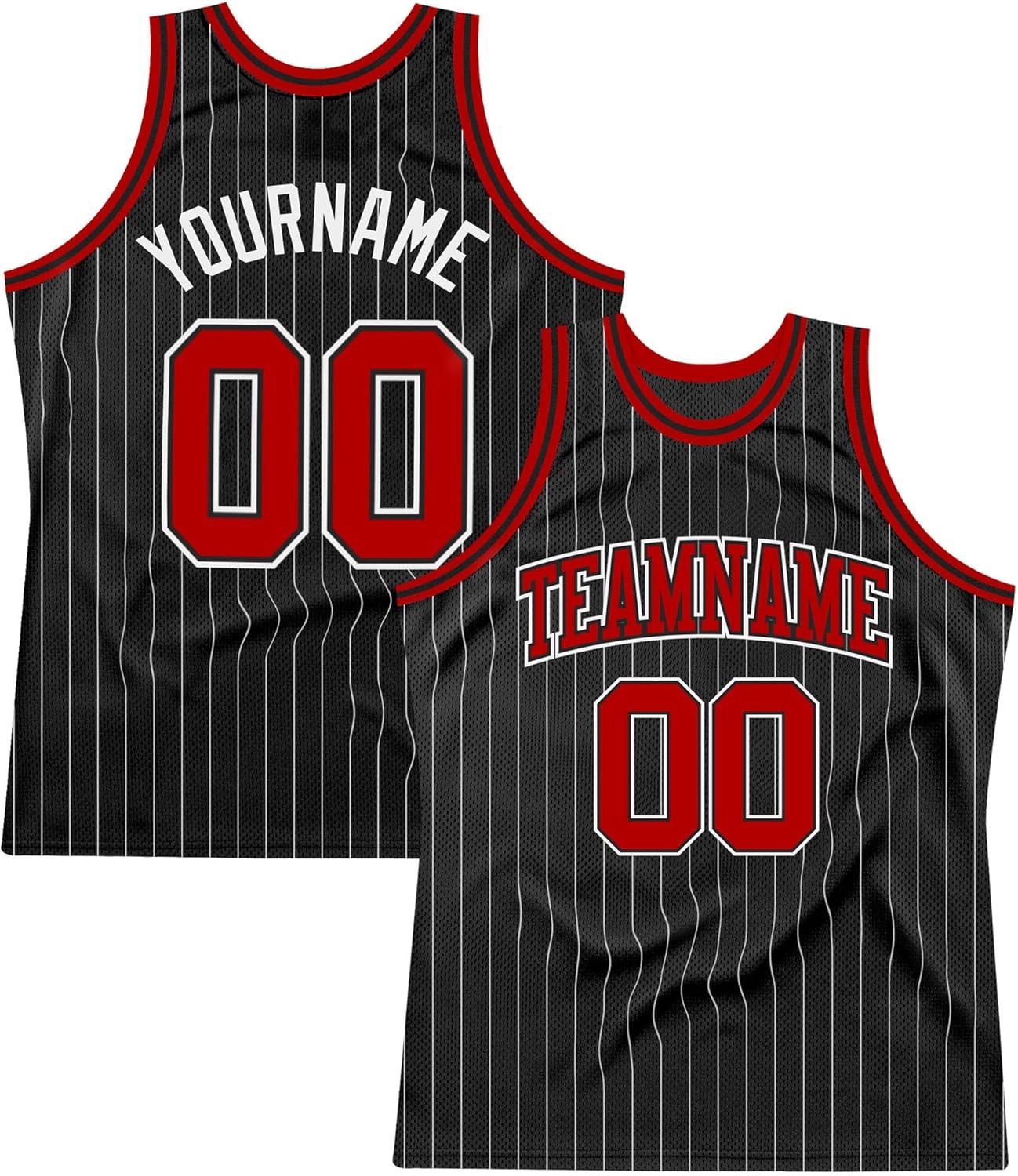 Custom Name Team Name Number Black White Pinstripe Maroon-White Authentic Basketball Jersey, Personalized Basketball Jersey - Image 13
