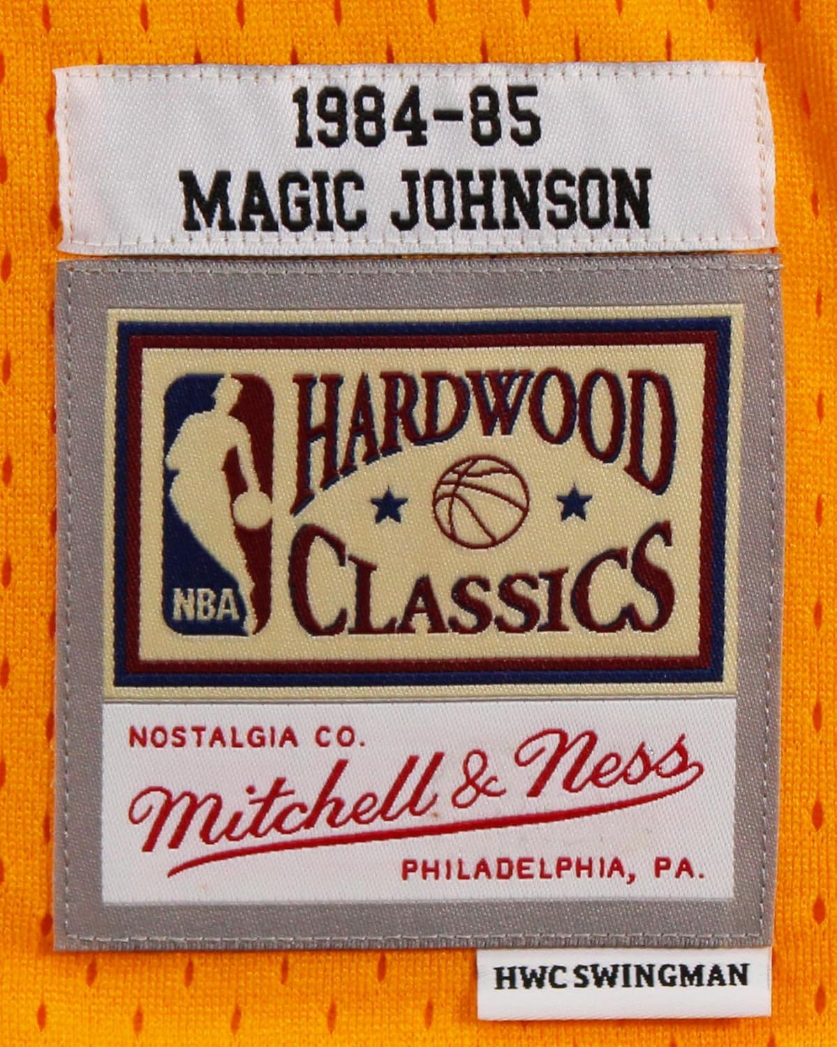 Lakers Magic Johnson "5x NBA Champ" Signed Yellow M&N HWC Swingman Jersey BAS W - Image 6