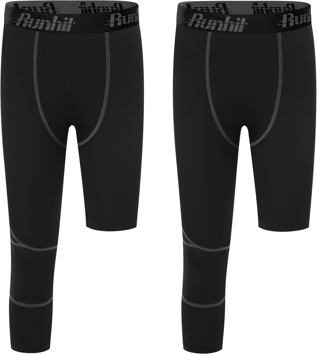 Runhit 3/4 One Leg Boys Compression Leggings,Athletic Tights Basketball Compression Pants,Youth Boys Base Layer Pants - Image 9