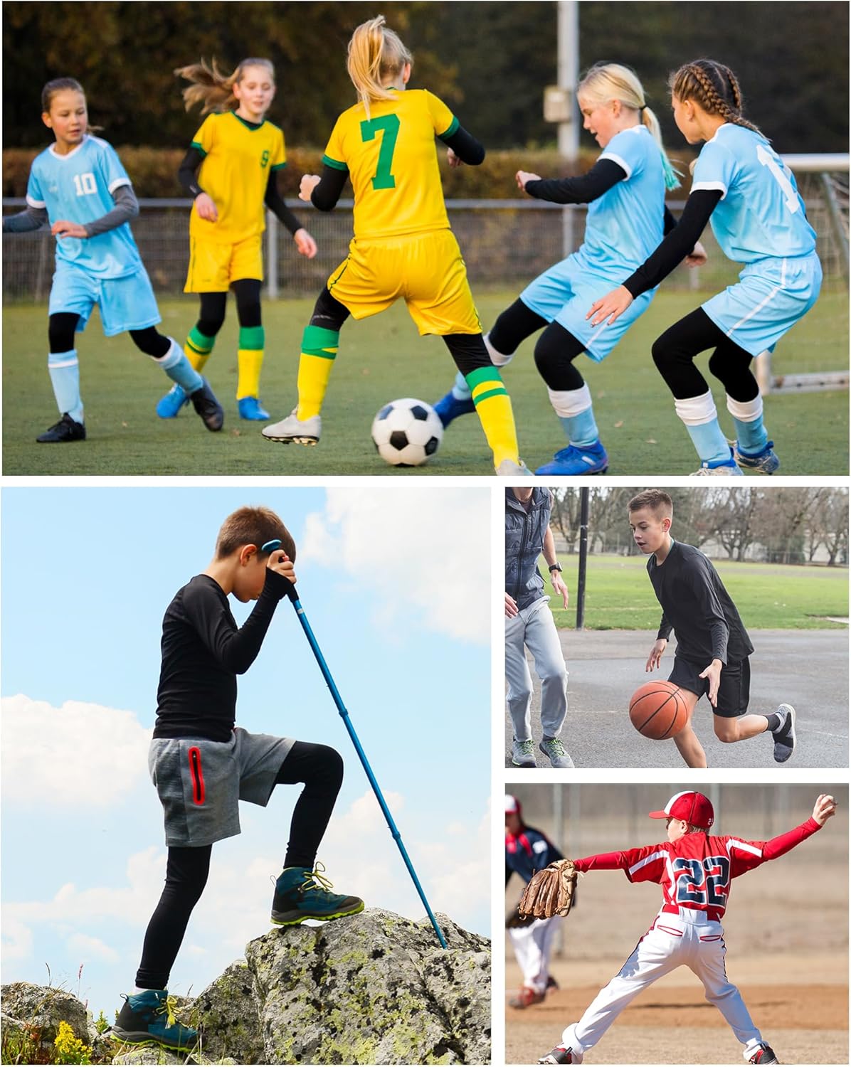 Runhit Boys Compression Shirt Kids Long Sleeve Athletic Undershirt Youth Quick Dry Base Layer for Football Baseball - Image 5