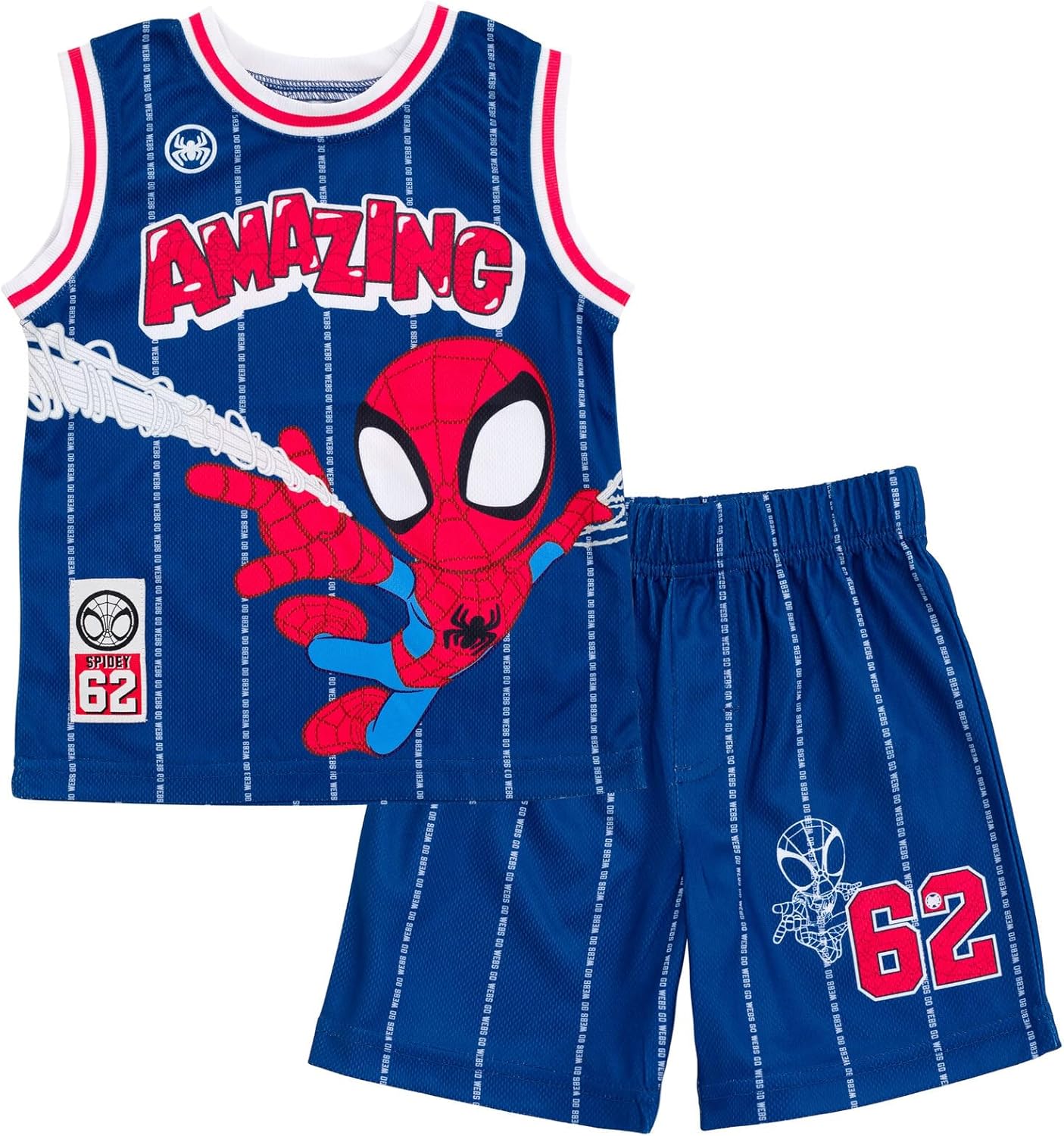 Marvel Spider-Man Miles Morales Hulk Mesh Jersey Tank Top Shirt and Basketball Shorts Toddler to Big Kid Sizes (2T - 18-20)