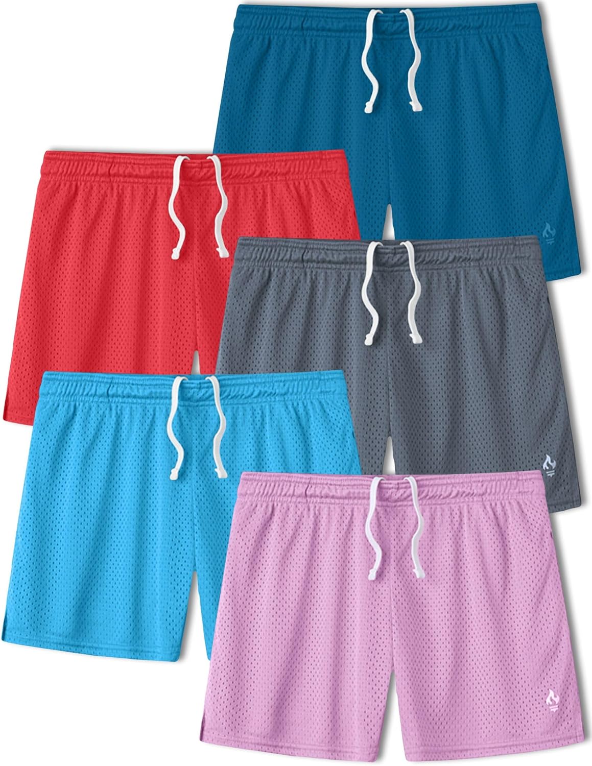 Liberty Imports 5-Pack Women's Athletic Mesh Shorts 5" Inseam, Ladies Loose Pull-On Shorts with Zipper Pockets - Image 10