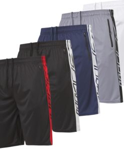 Ultra Performance Mens 5 Pack Athletic Running Shorts, Basketball Gym Workout Shorts for Men with Zippered Pockets