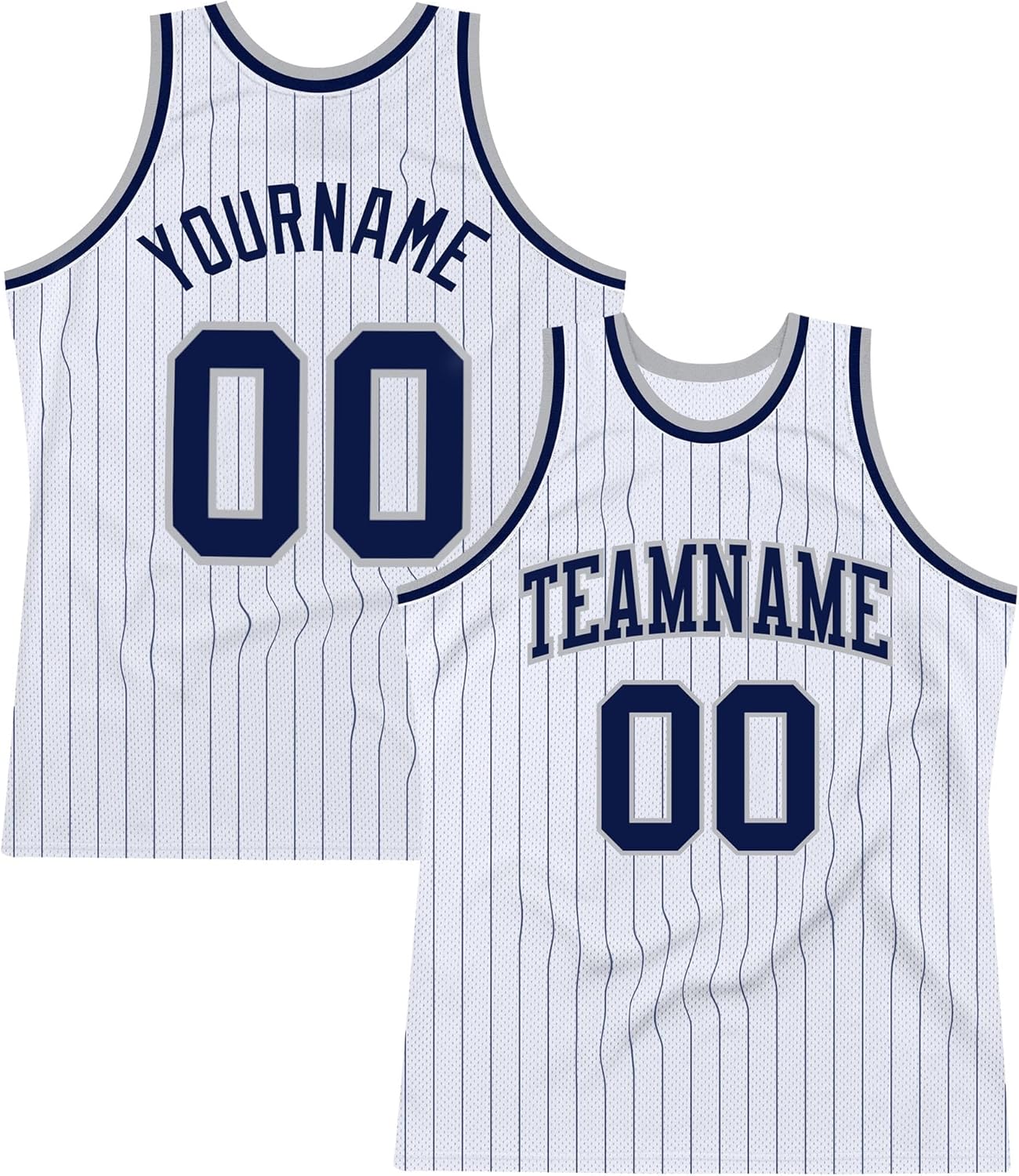 Custom Name Team Name Number White Orange Pinstripe Orange-Navy Authentic Basketball Jersey, Personalized Basketball Jersey - Image 19