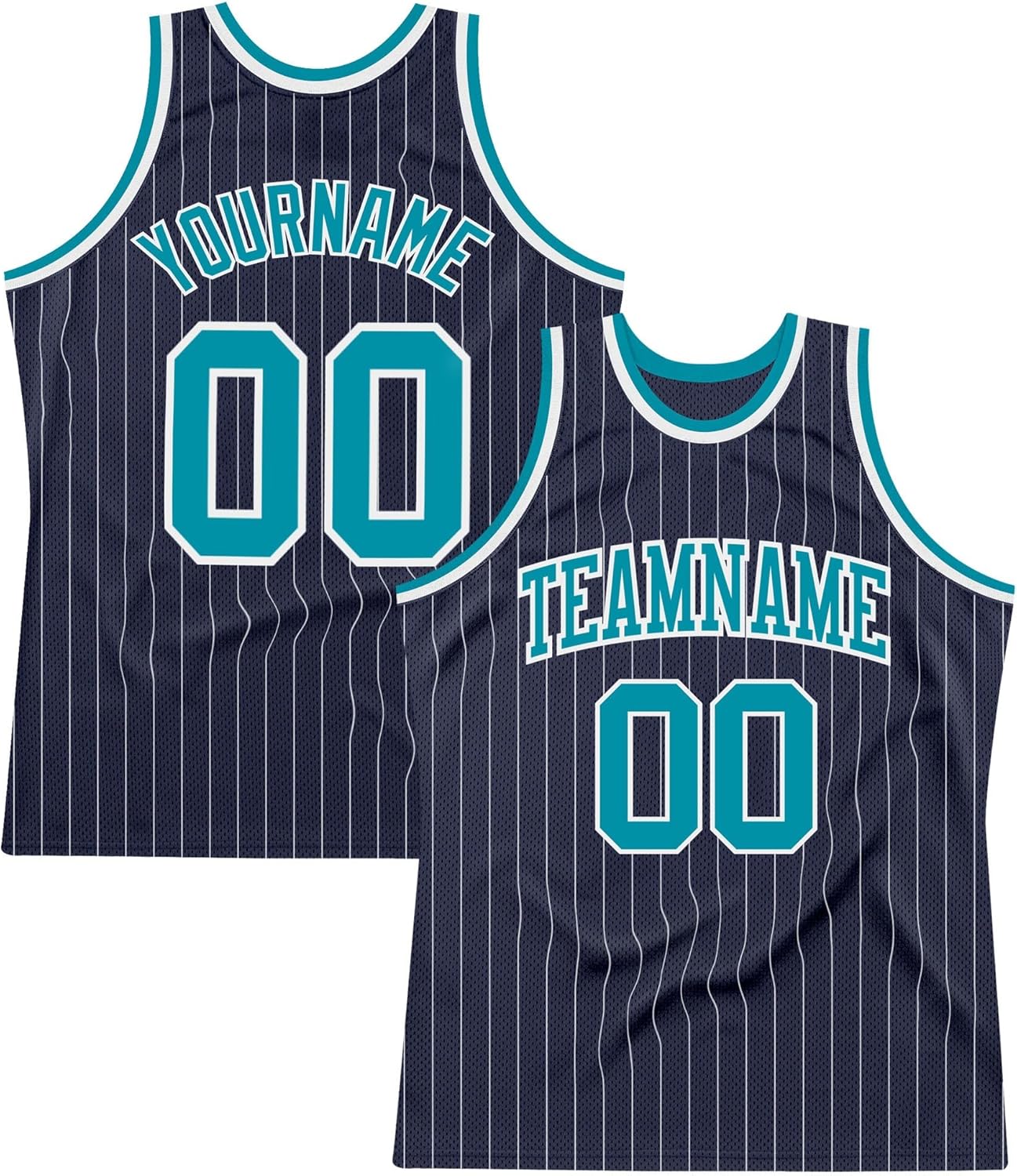 Custom Name Team Name Number Blue White Pinstripe Black Authentic Basketball Jersey, Personalized Uniform Basketball Shirt - Image 25