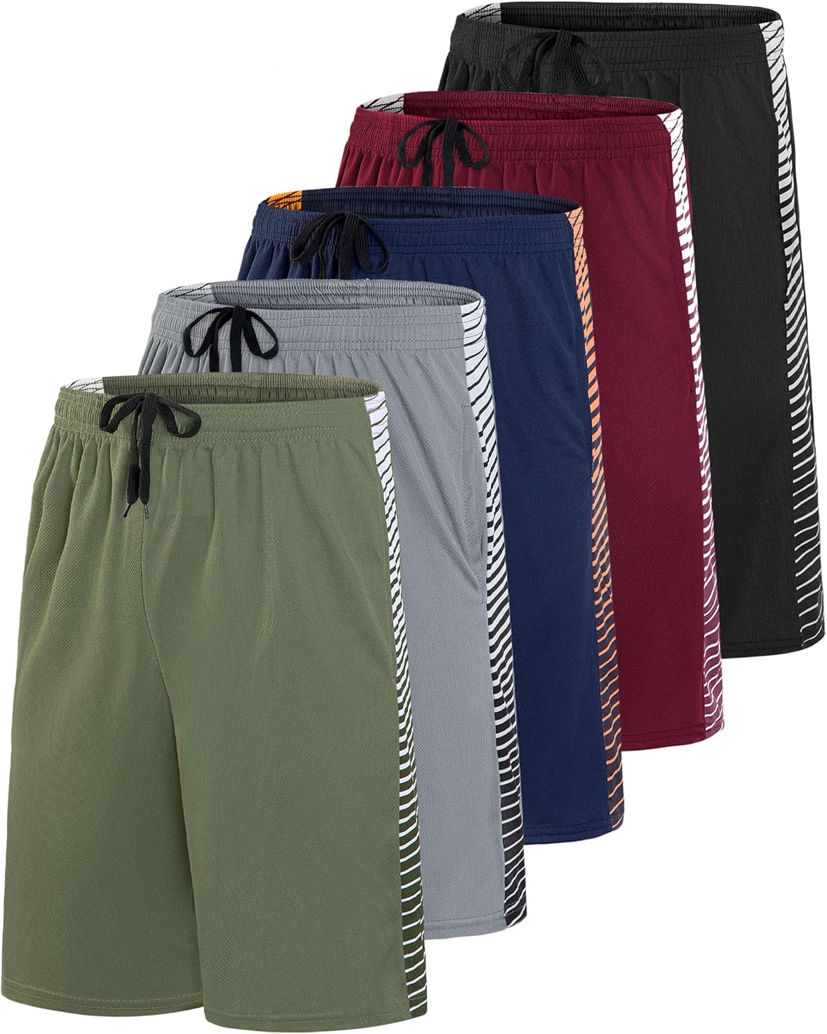 Real Essentials 5 Pack: Men’s 9" Mesh Shorts – Athletic Gym, Workout, Basketball, Running, Casual Lounge Activewear Pockets - Image 14