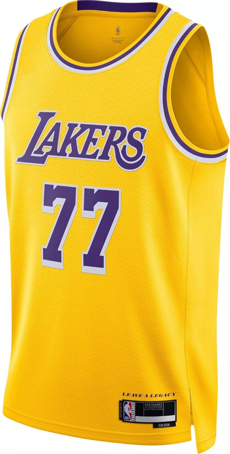 Luka Doncic Los Angeles Lakers NBA Kids Youth 8-20 Yellow Gold Icon Edition Swingman Jersey - Image 2