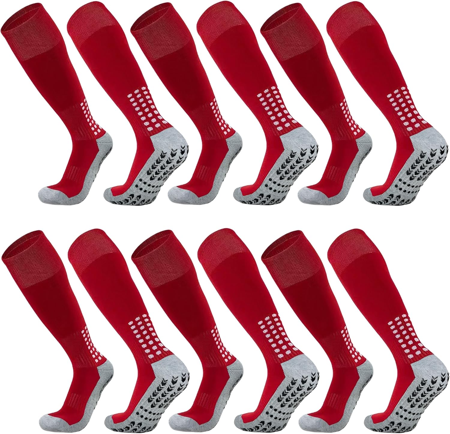 Vegove 6 Pairs Men's Cushioned Soccer Socks with Grip, Non Slip Sports Socks, Knee High Compression Basketball Stockings - Image 10