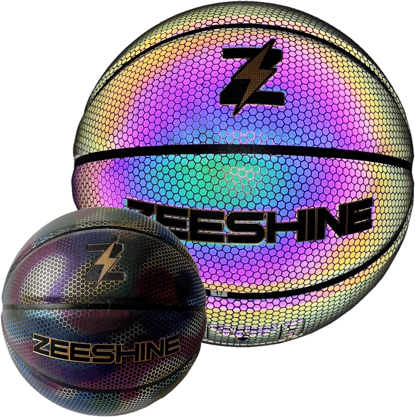 ZEESHINE HyperGlow Holographic Basketball – Ultra-Reflective Glow in Dark, Cool Sports Gift for Men & Women, Outdoor/Indoor Game