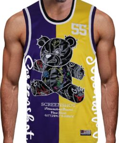 SCREENSHOT Mens Hip-Hop Premium Urban Sreetwear Fashion Jersey Top - NYC Style Basketball Sports Team Color Mesh Tops