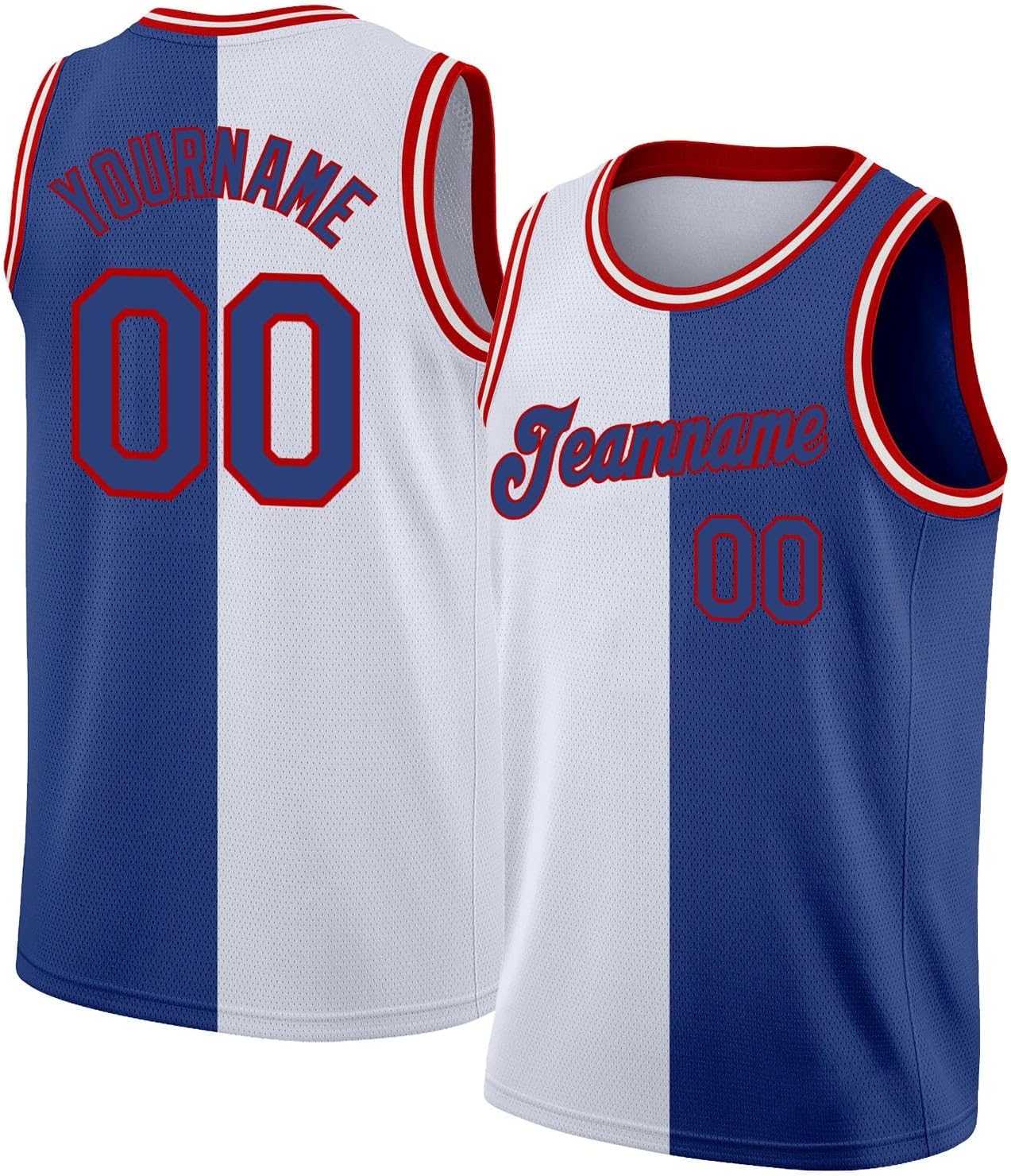 Custom Name Team Name Number Blue Pinstripe White-Red Authentic Basketball Jersey, Personalized Uniform Basketball Shirt - Image 19