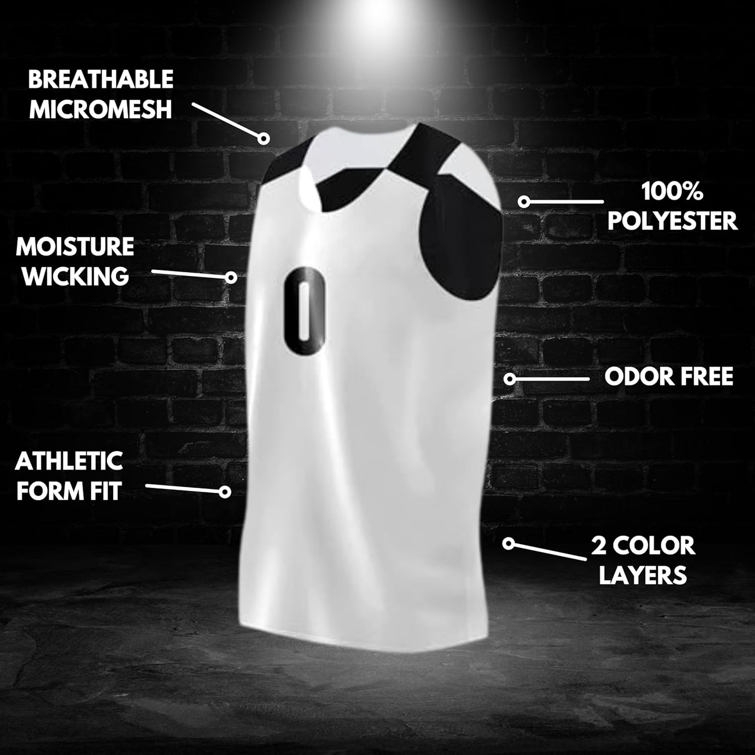 Reversible Basketball Jersey Team Set for Men with Numbers | Complete Team Set for Games or Scrimmage | Black and White | 10-Pack | Pinnies | Breathable and Moisture Wicking - Image 3