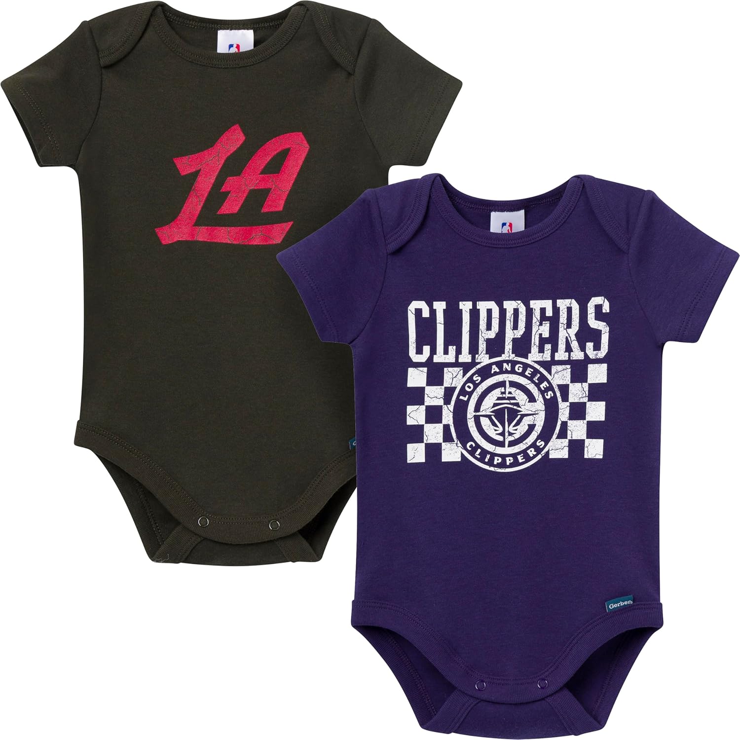 Gerber unisex-baby Nba Team 2 Pack Short Sleeve Onesie Bodysuits