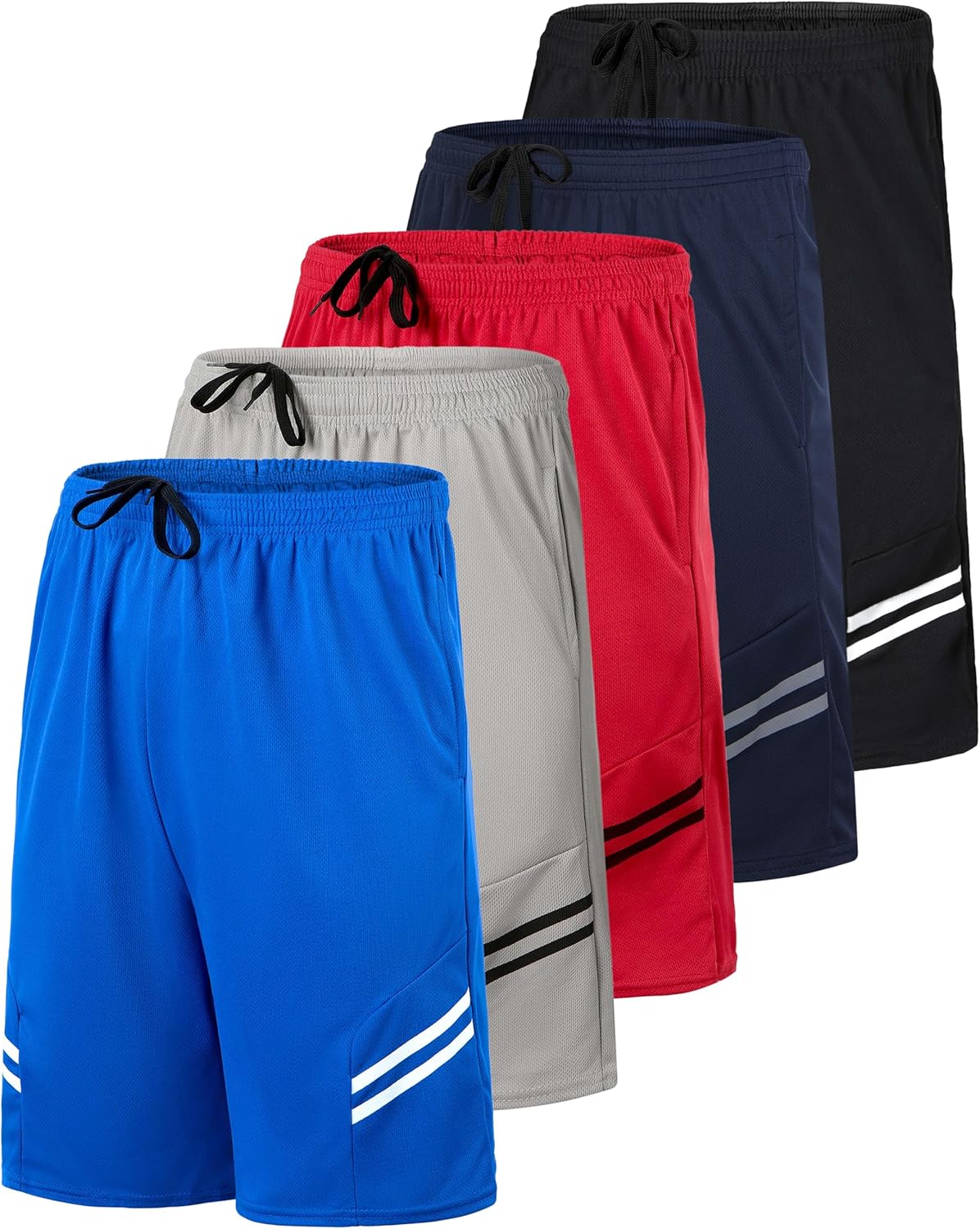 Real Essentials 5 Pack: Boys' Mesh Basketball Athletic Shorts with Pockets – Teen Kids Youth Quick Dry Soccer Running Gym - Image 16