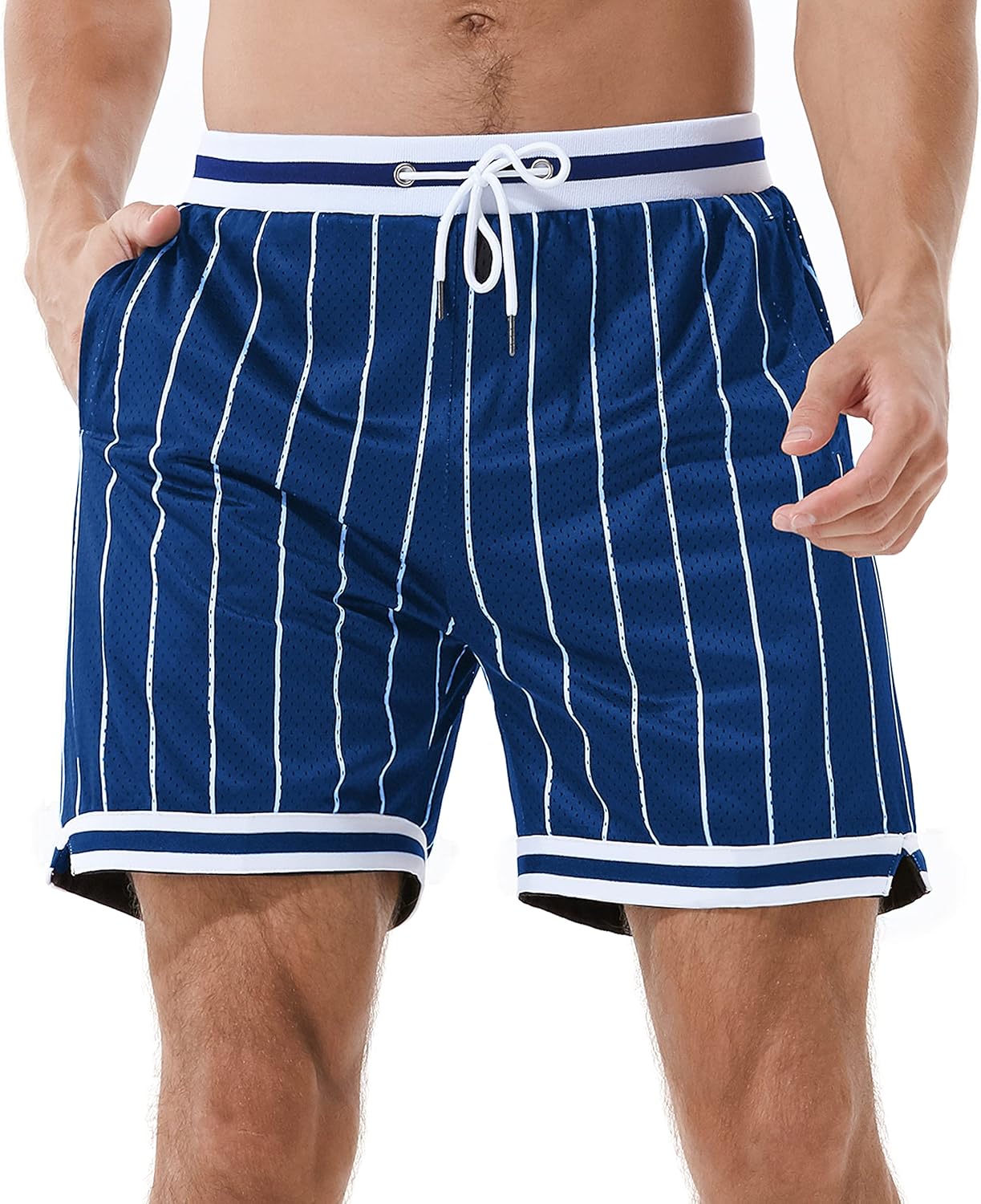 HEALONG Basketball Athletic Shorts Men - Mesh Gym Sports Workout Training Drawstring Retro Casual Fashion Short with Pockets - Image 9