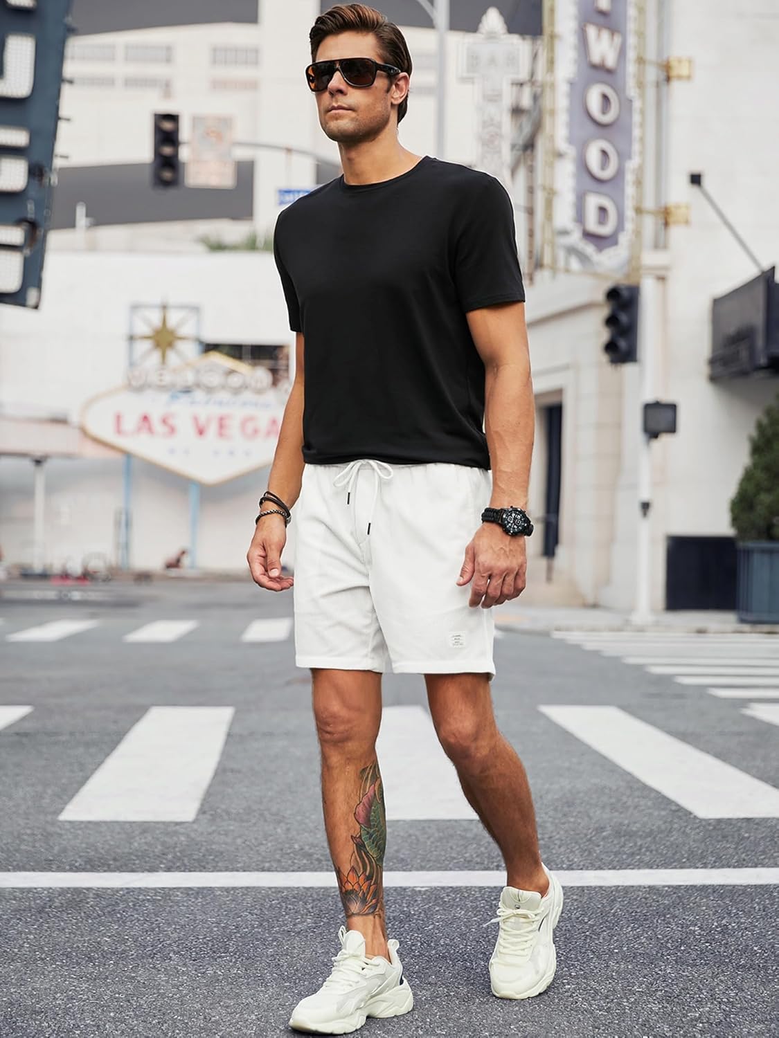 JMIERR Men's Corduroy Shorts Casual Elastic Waist Drawstring Lightweight Summer Beach Shorts - Image 3