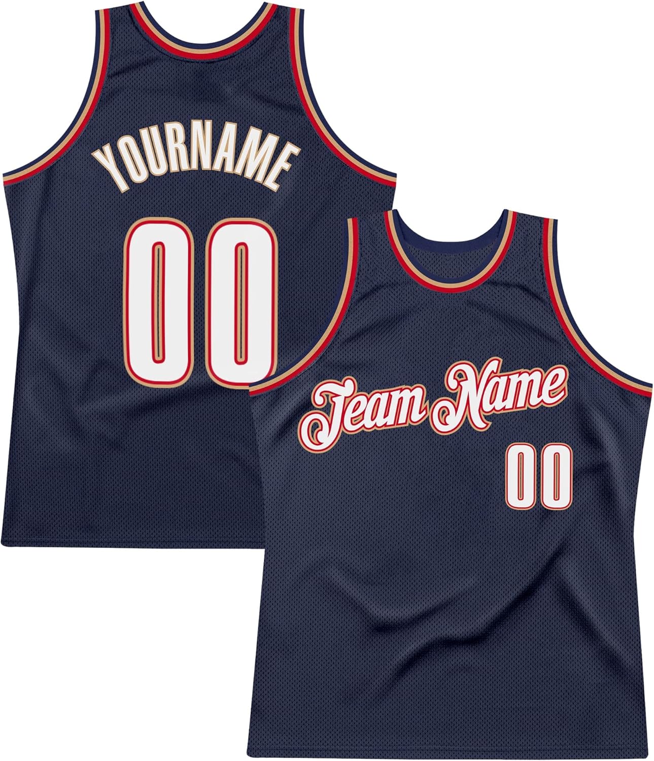 Custom Name Team Name Number Navy Navy-Gold Authentic Throwback Basketball Jersey, Personalized Uniform Basketball Shirt - Image 8