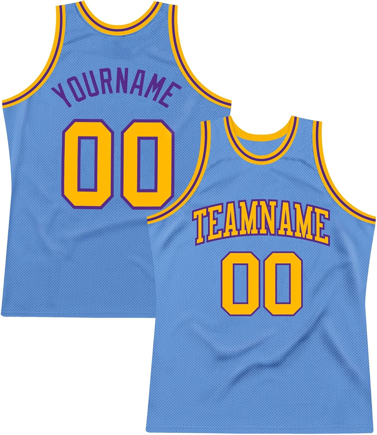 Custom Name Team Name Number Blue Gold-Purple Authentic Throwback Basketball Jersey, Personalized Uniform Basketball Shirt - Image 7
