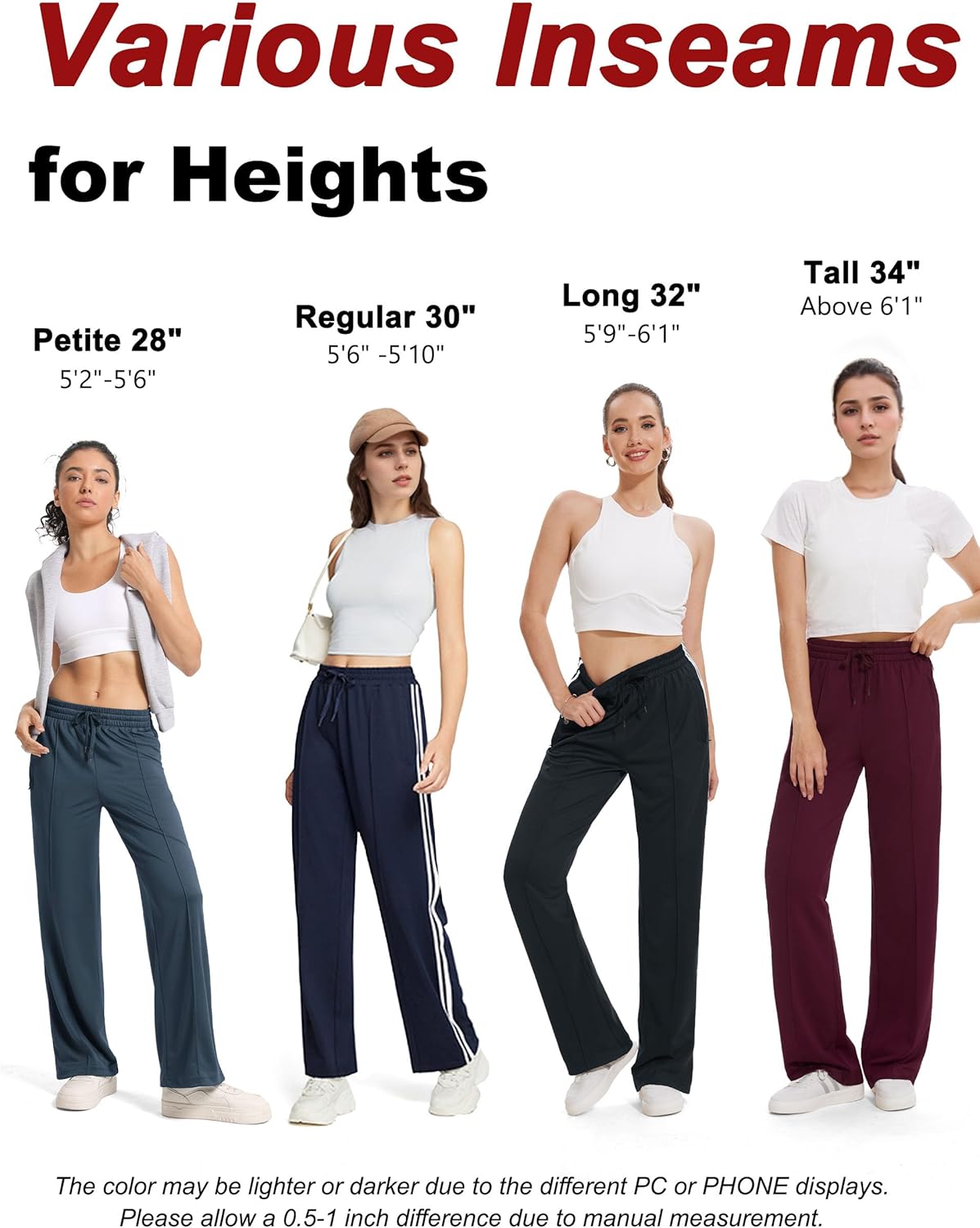 Tapata Women's 28/30/32/34 Inseam Track Pants Loose Straight Leg Jogging Sweatpants Warm-Up Sports Athletic Running - Image 4