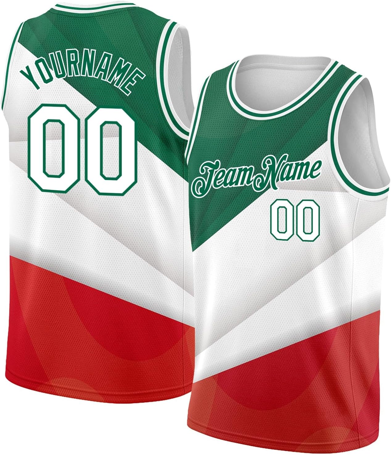 Custom Name Team Name Number Green Mexico Watercolored Splashes Authentic Basketball Jersey, Personalized Basketball Jersey - Image 13