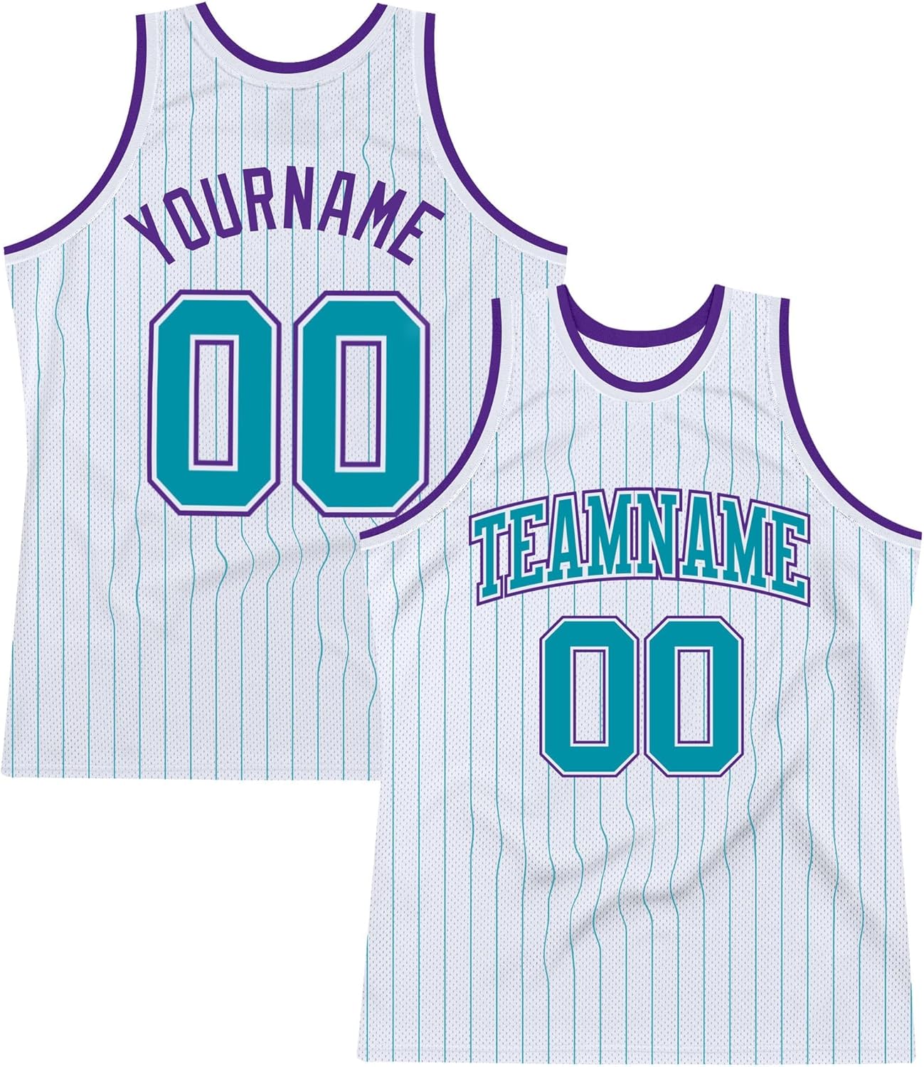 Custom Name Team Name Number White Teal Pinstripe Black Authentic Basketball Jersey, Personalized Basketball Jersey - Image 9