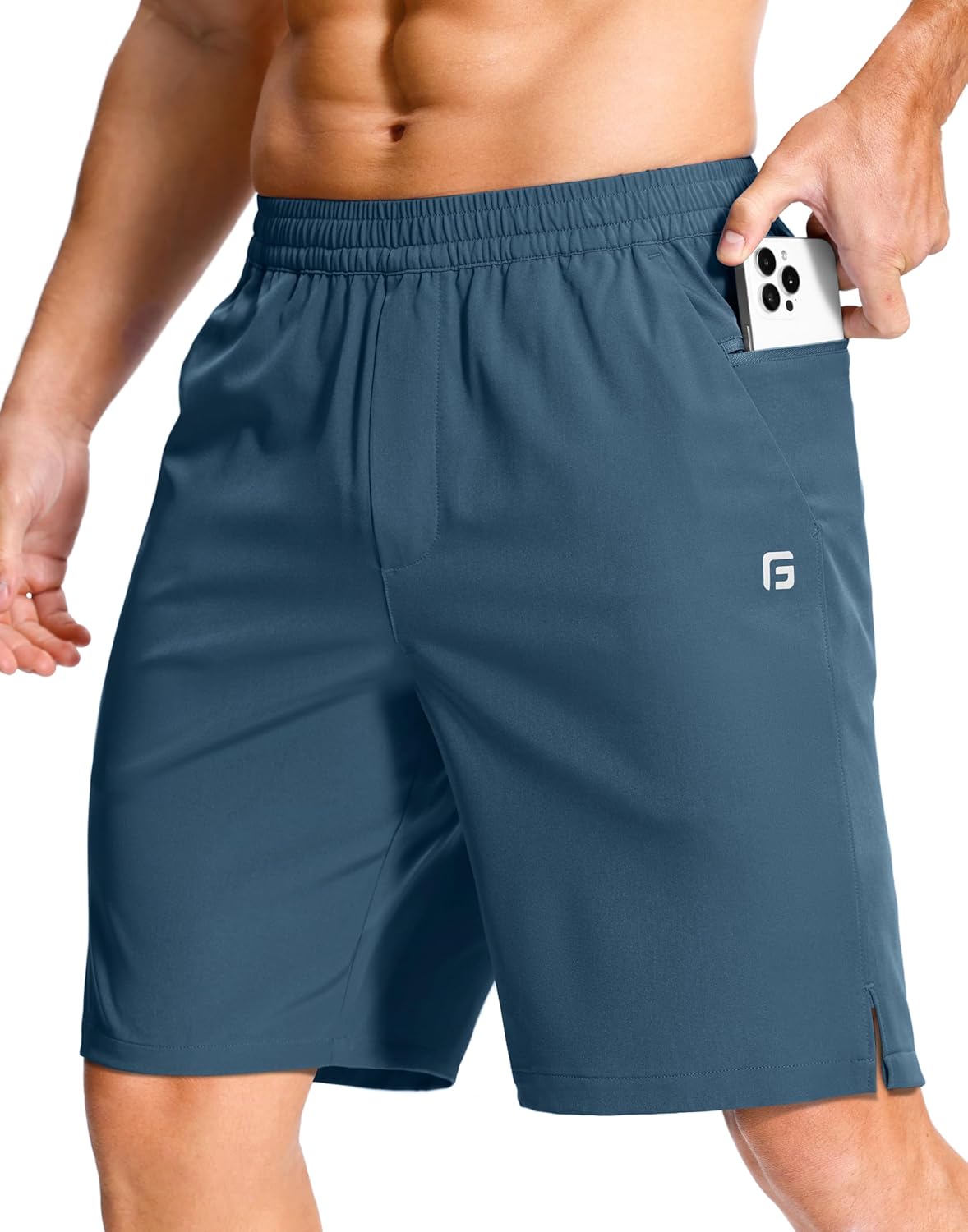 GGJ Men's Lightweight Athletic Shorts with Zipper Pockets 7"/5"/9" Gym Workout Running Quick Dry Tennis Shorts for Men - Image 45