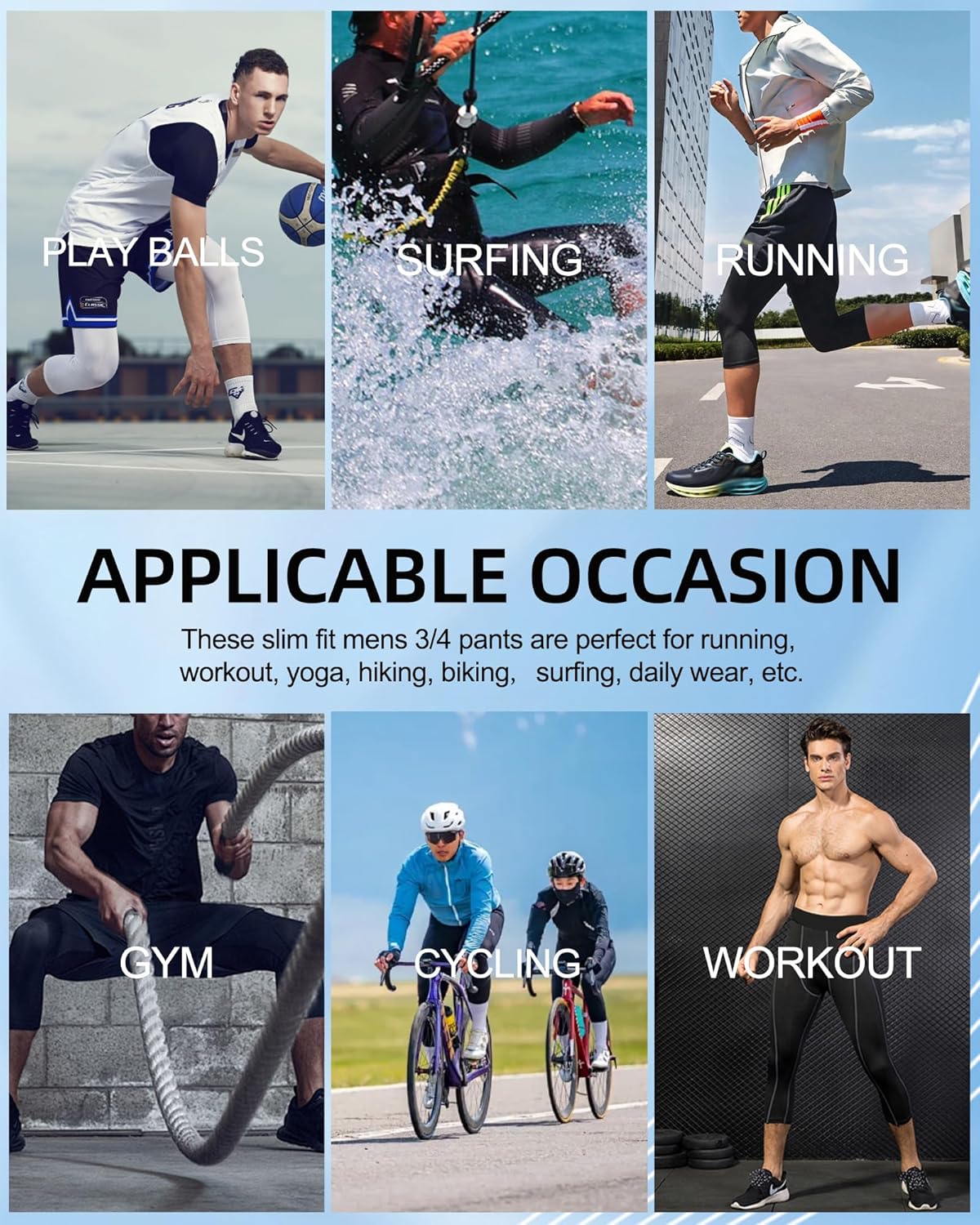 SPVISE Men's 3/4 Compression Pants Athletic Capri Leggings Dry Fit Running Tights with Pocket Basketball Sports Gym Baselayer - Image 6