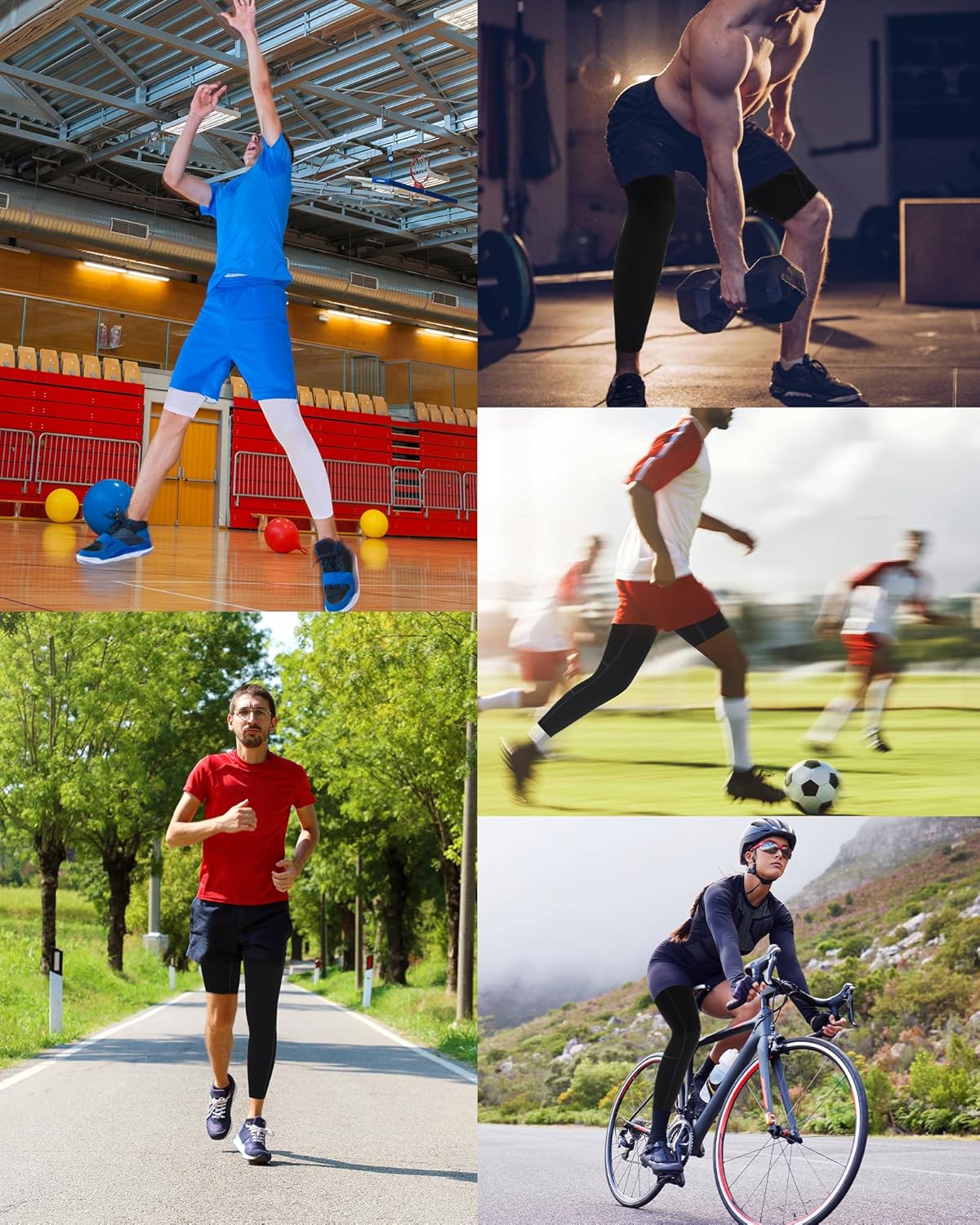 Runhit Men's Basketball One Leg Compression Tights Full Length Single Leg Compression Pants Sports Base Layer Underwear - Image 6