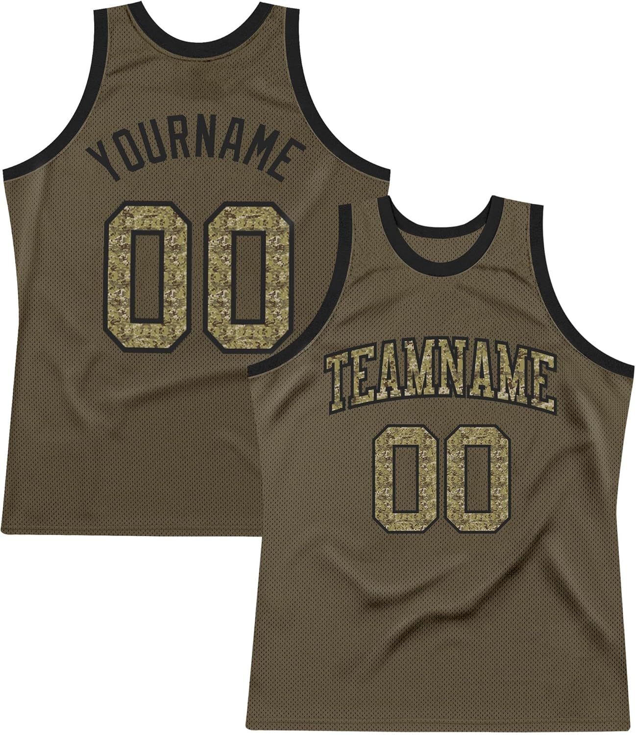 Custom Name Team Name Number Olive Black-White Authentic Salute 2 Service Basketball Jersey, Personalized Basketball Jersey - Image 8