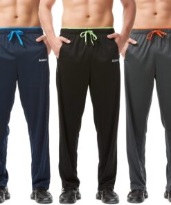 SACUIMAN Mens Sweatpants with Zipper Pockets Open Bottom Athletic Pants for Workout,Running,Training,Jogging,Gym
