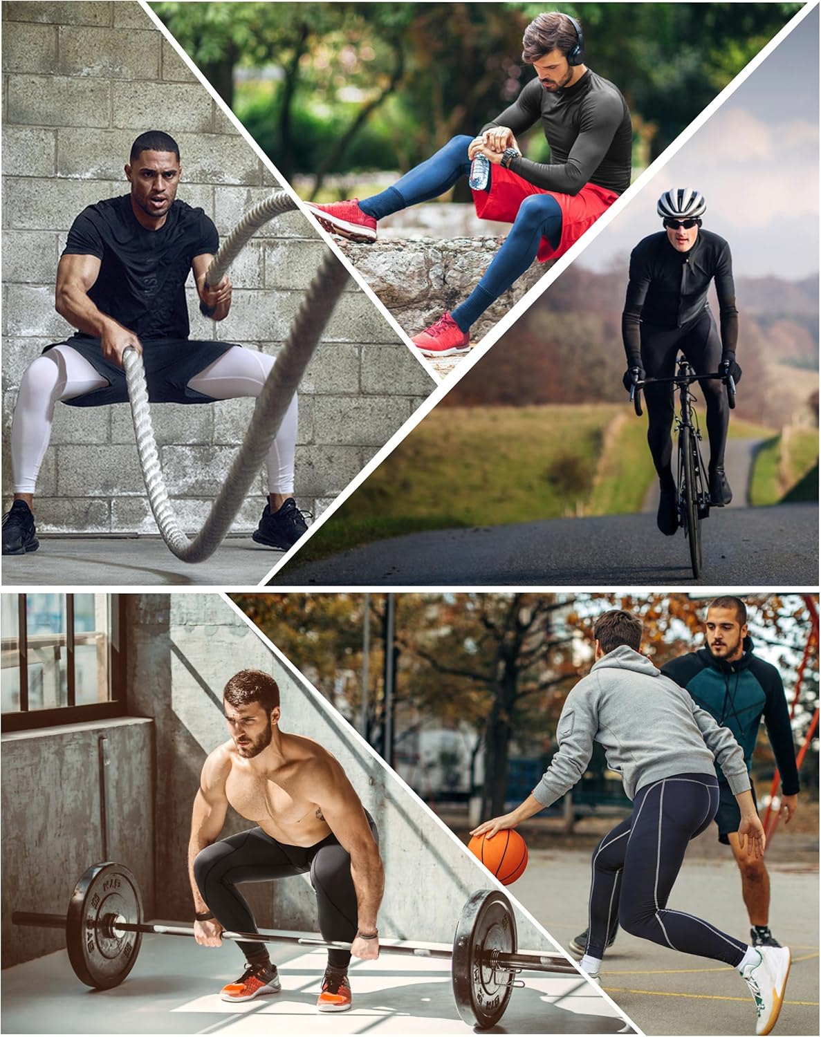 Roadbox Men’s Compression Pants Running Tights, Performance Sports Workout Leggings, Athletic Base Layer for Gym Basketball - Image 6