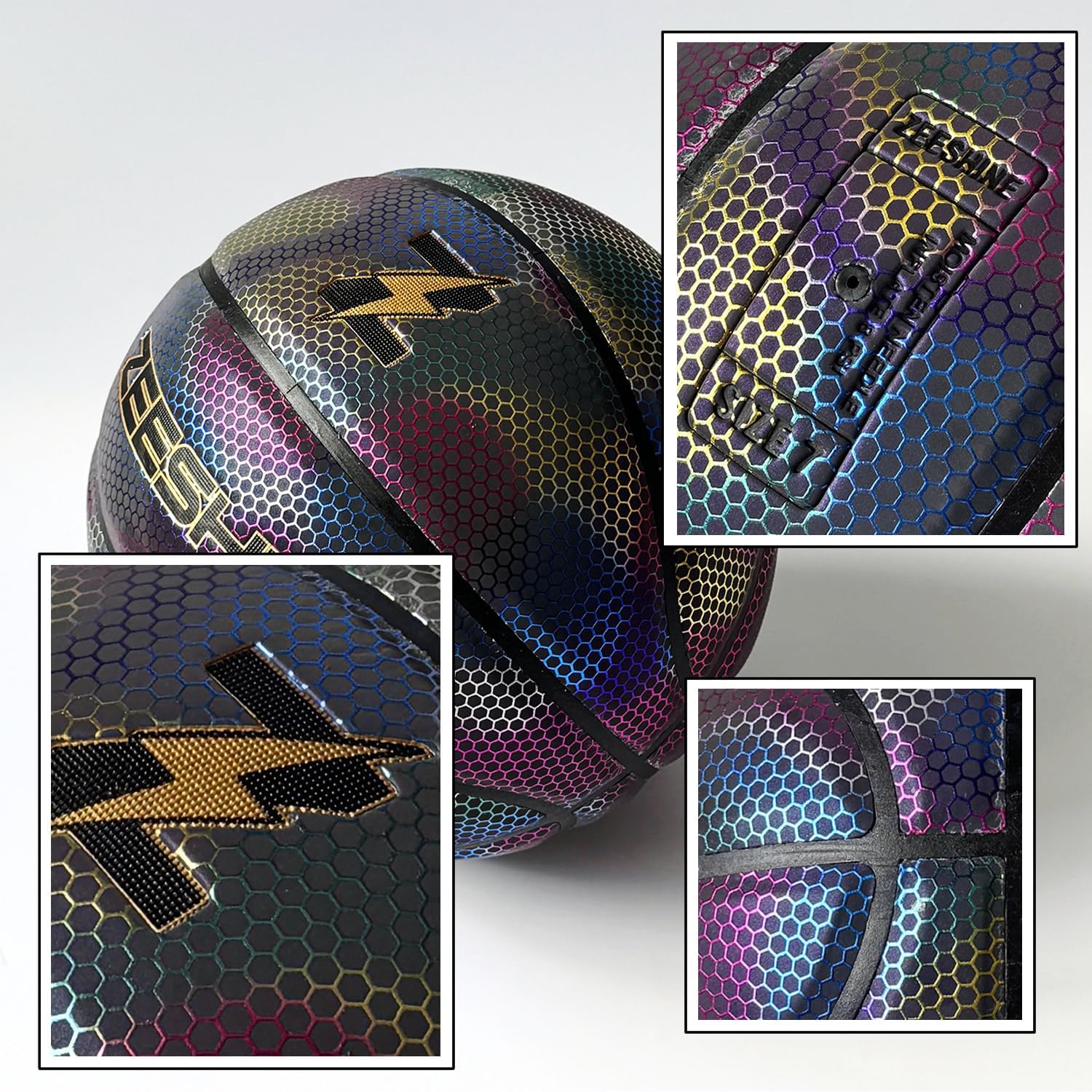 ZEESHINE HyperGlow Holographic Basketball – Ultra-Reflective Glow in Dark, Cool Sports Gift for Men & Women, Outdoor/Indoor Game - Image 6