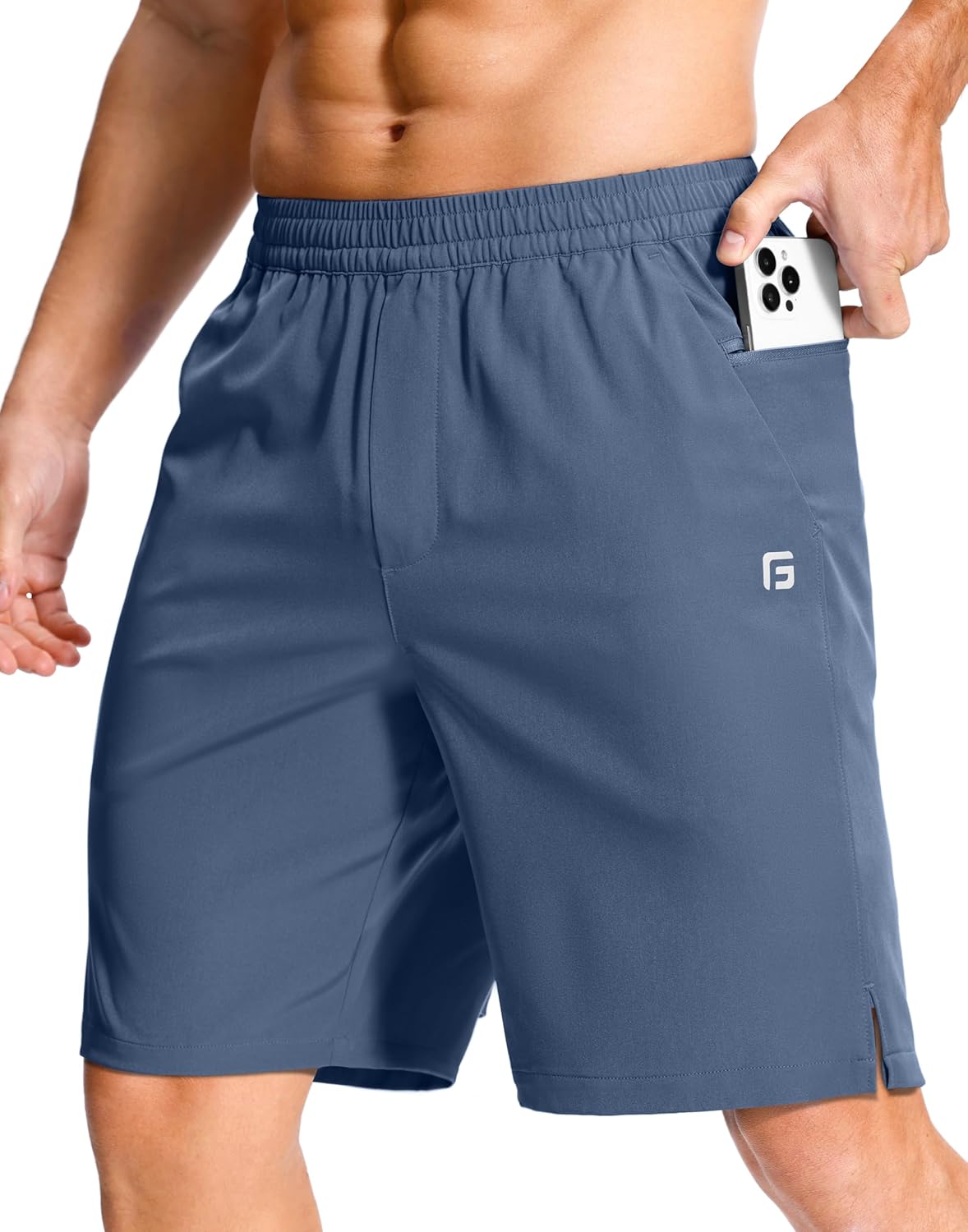 GGJ Men's Lightweight Athletic Shorts with Zipper Pockets 7"/5"/9" Gym Workout Running Quick Dry Tennis Shorts for Men - Image 47