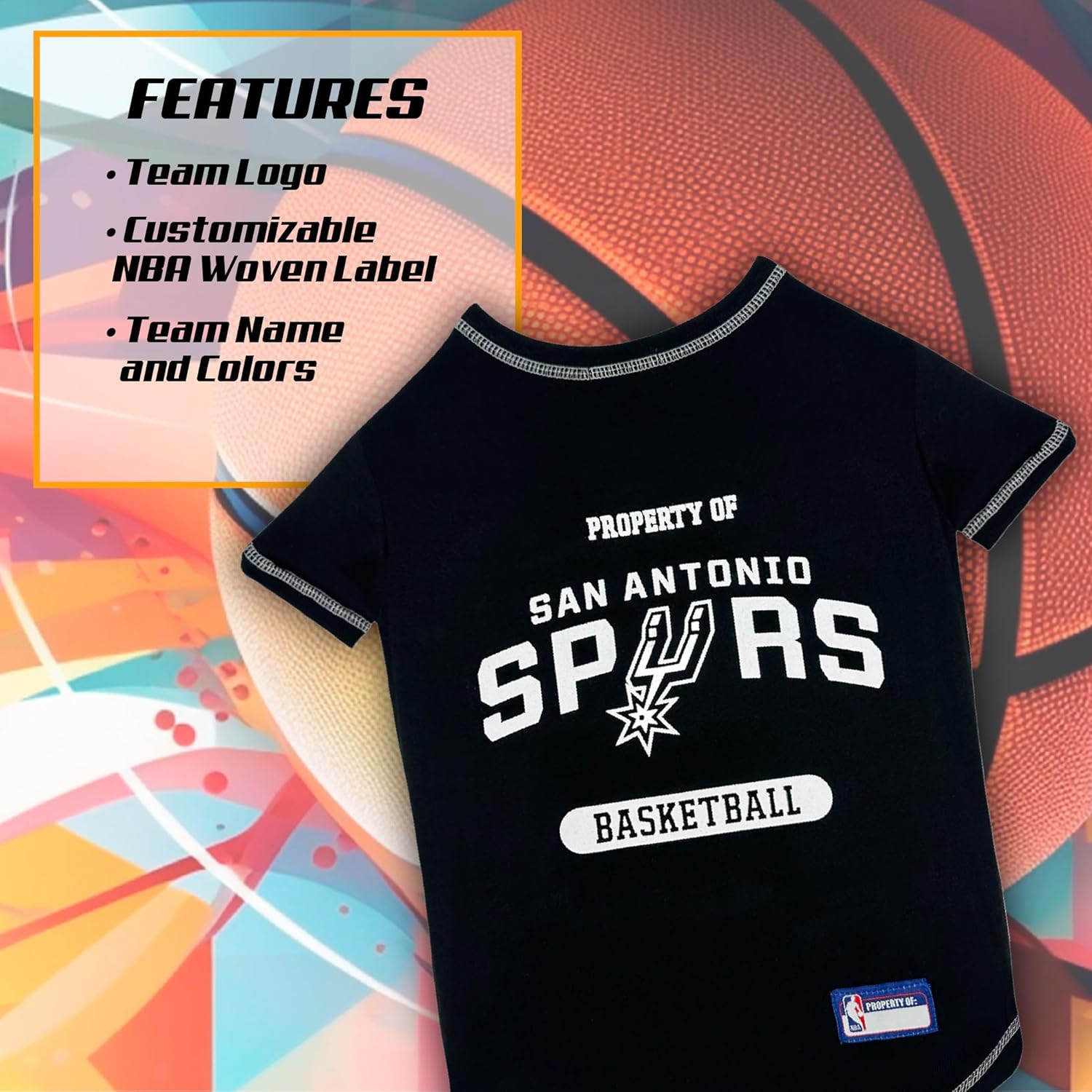 Pets First NBA Licensed Hoodies & T-shirt for Dogs & Cats, SAN Antonio Spurs, Medium - Image 2