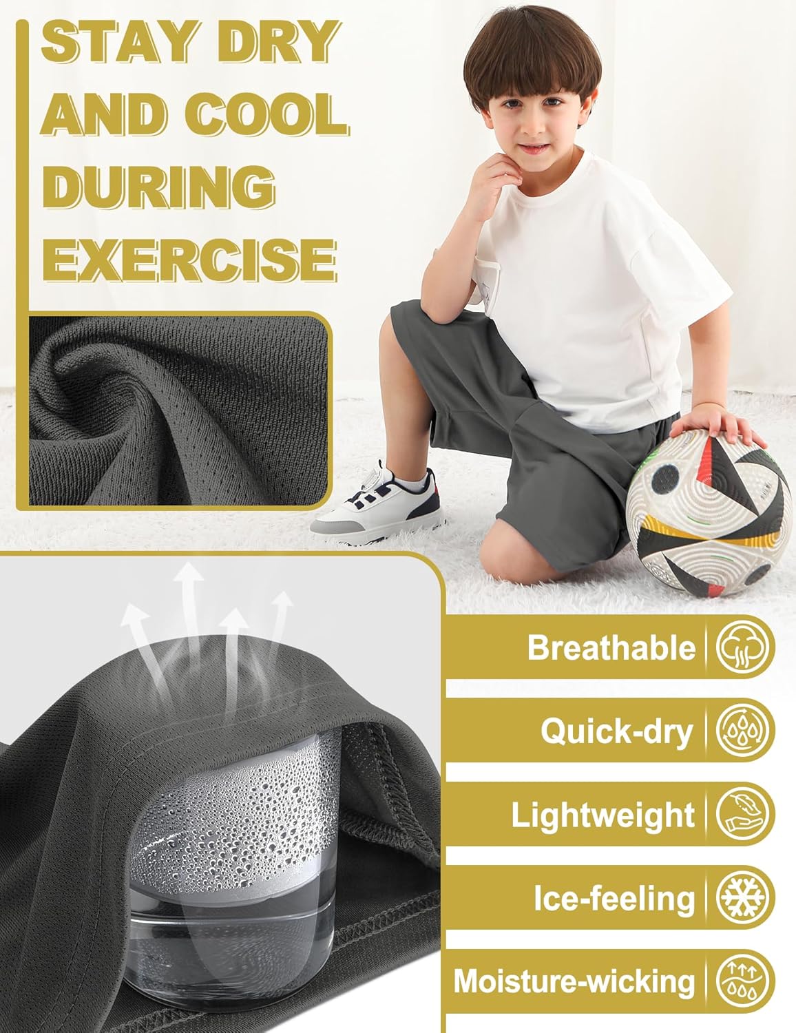 Boys Athletic Shorts Mesh Basketball Soccer Shorts Loose Fit Breathable Quick Dry Running Gym Shorts for Youth 6-16 Years - Image 5