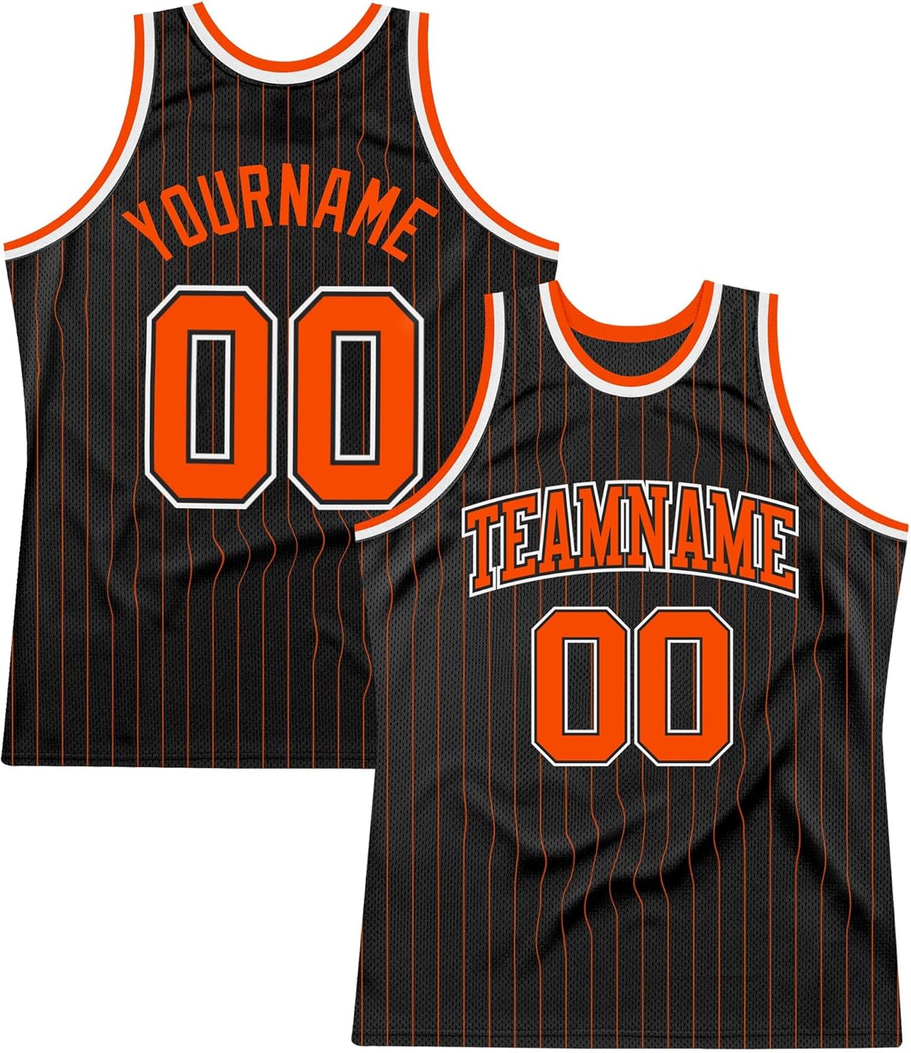 Custom Name Team Name Number Black Orange Pinstripe Green Authentic Basketball Jersey, Personalized Basketball Jersey - Image 9