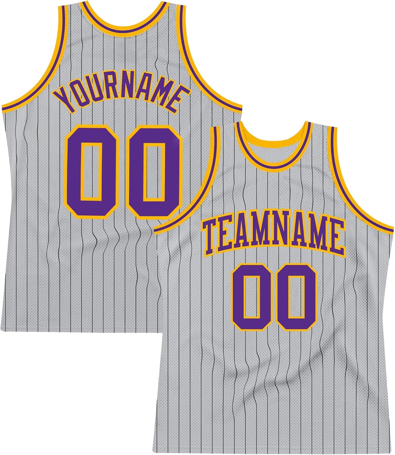 Custom Name Team Name Number Gray Black Pinstripe Black-Old Gold Authentic Basketball Jersey, Personalized Basketball Jersey - Image 13
