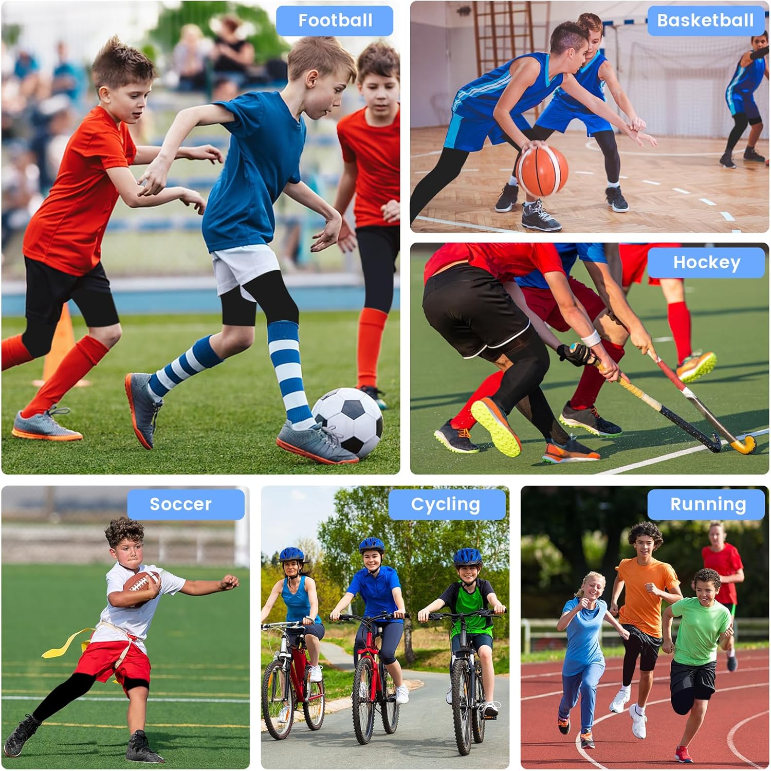 2 Pack Boys Youth One Leg 3/4 Compression Pants Tights for Basketball Running Capris Gym Athletic Base Layer Leggings - Image 6