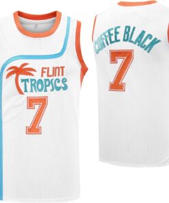 Flint Tropics Jackie Moon #33 Coffee Black #7 Semi Pro 90s Hip Hop Clothes for Party Men Basketball Jersey Green White