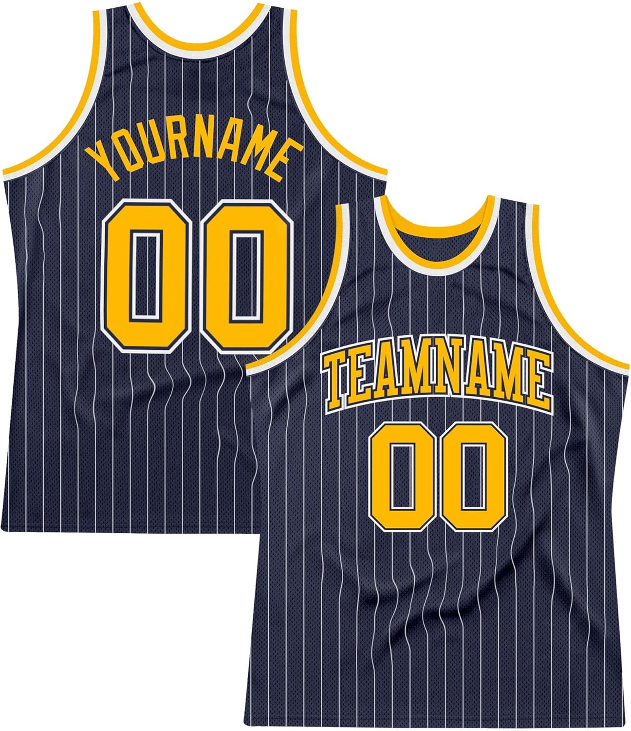Custom Name Team Name Number Blue White Pinstripe Black Authentic Basketball Jersey, Personalized Uniform Basketball Shirt - Image 22