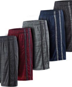 5 Pack: Men's Dry-Fit Sweat Resistant Active Athletic Performance Shorts