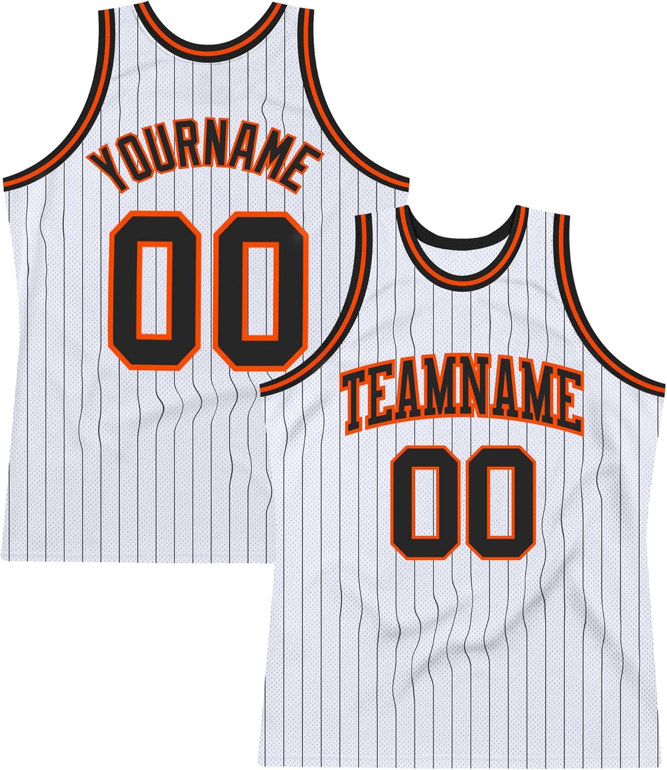 Custom Name Team Name Number White Black Pinstripe Black-Orange Authentic Basketball Jersey, Personalized Basketball Jersey - Image 7