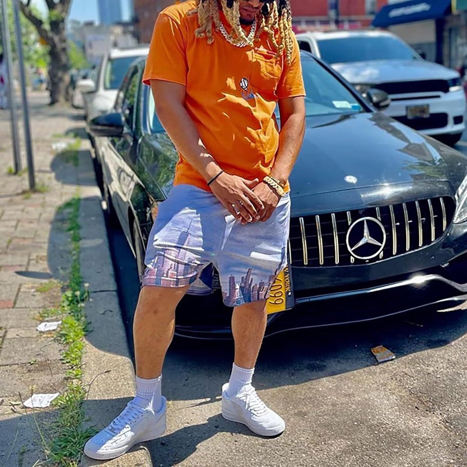 Men’s Mesh Basketball Shorts Breathable Athletic Shorts Stylish Graphic Print Quick-Dry Drawstring Casual Gym - Image 4