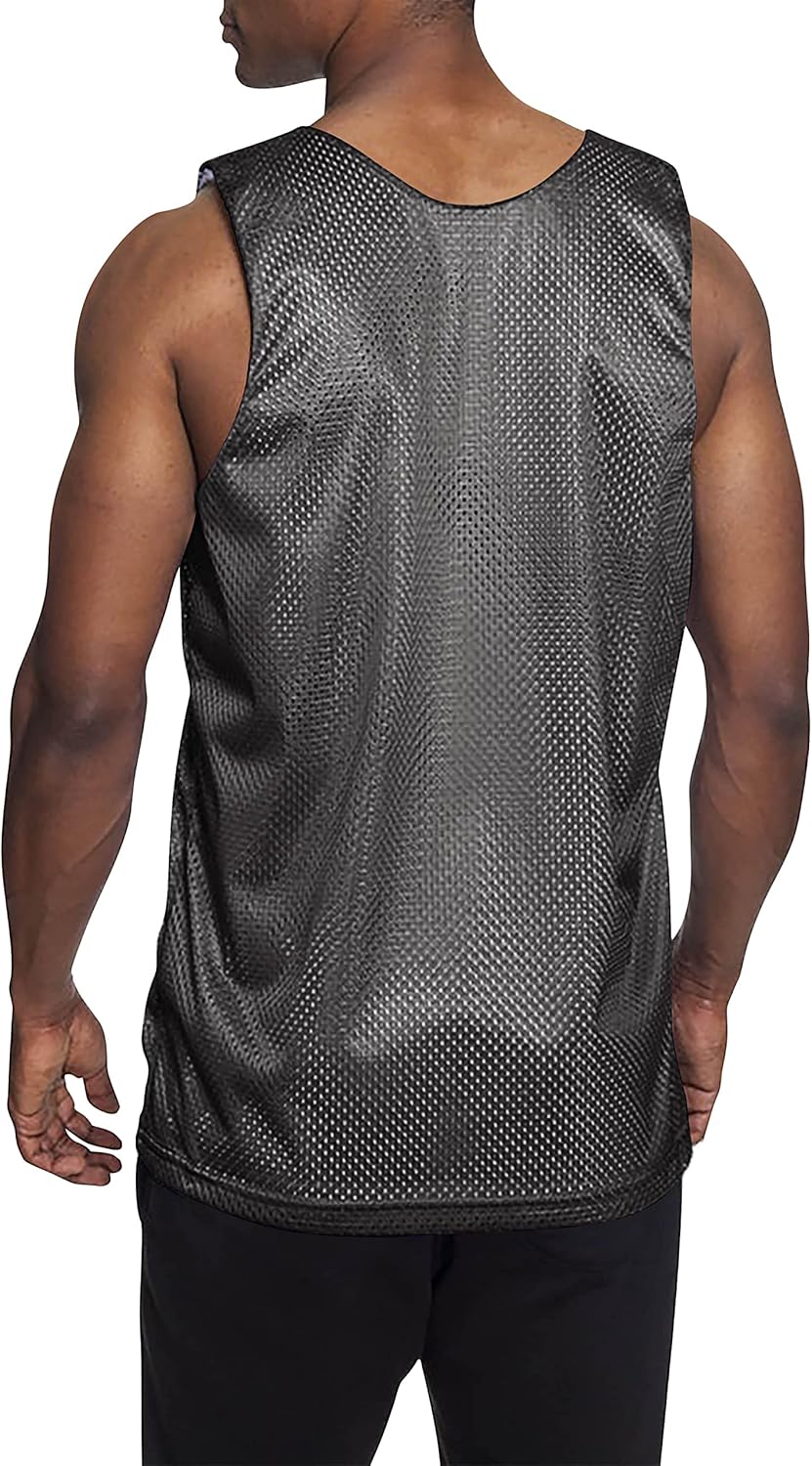 Mens Reversible Basketball Jersey Premium Moisture Wicking Mesh Tank Top - Image 2