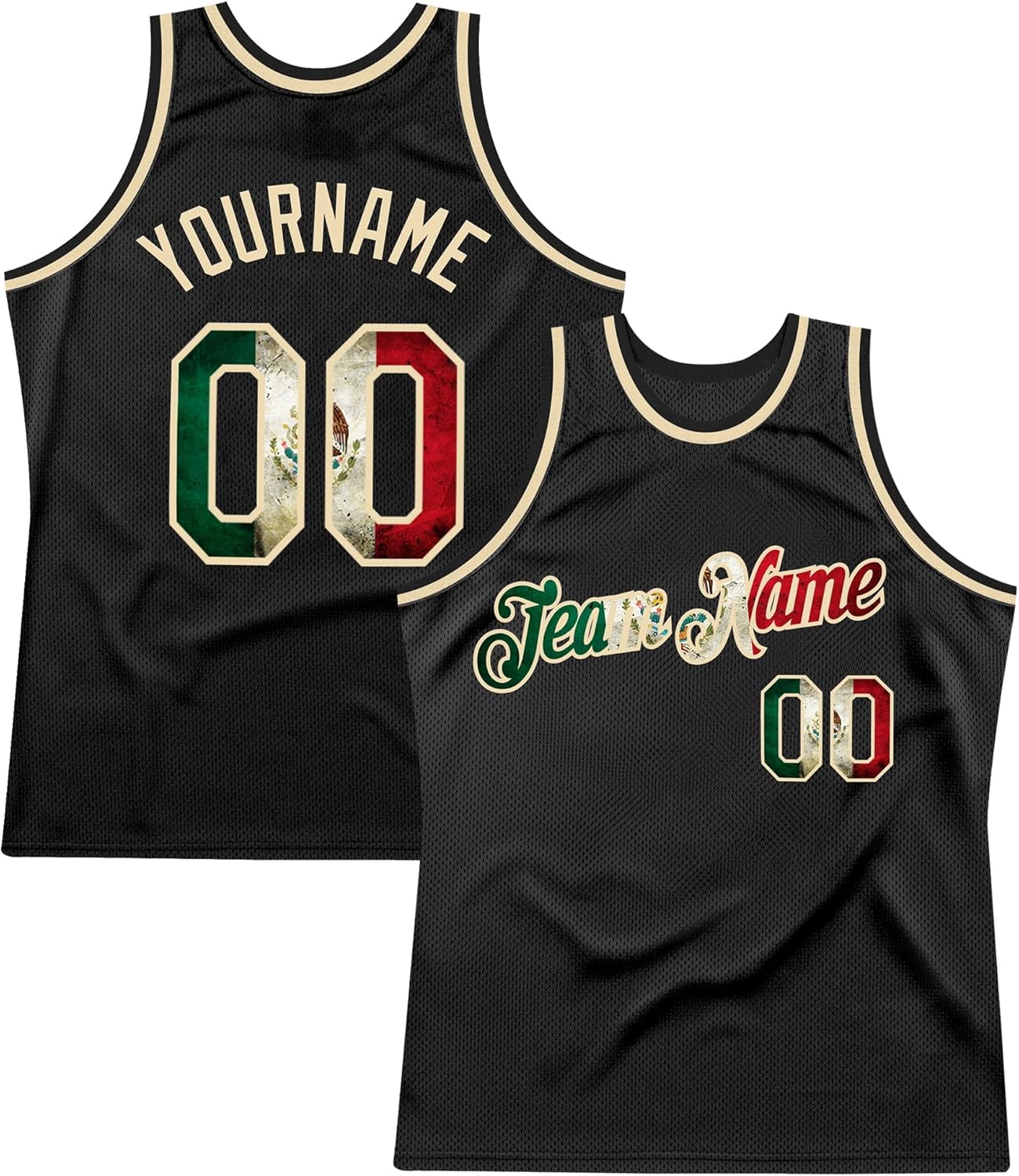 Custom Black Kelly Green-Red Throwback Basketball Jersey - Image 8