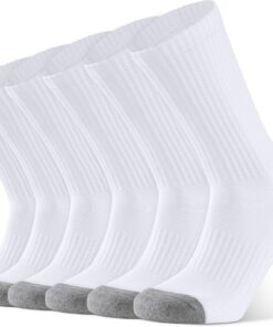 CLOSEMATE Mens Athletic Cushioned Crew Socks 6 Pairs Cotton Breathable for Work Training Sports