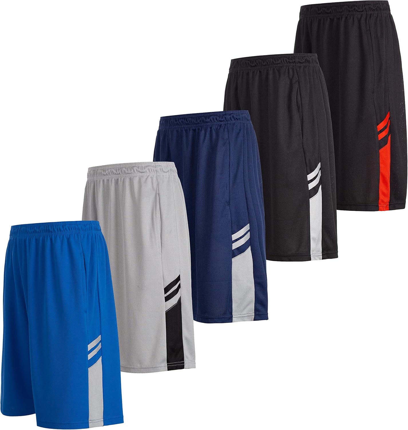 5 Pack: Men's Dry-Fit Sweat Resistant Active Athletic Performance Shorts - Image 13